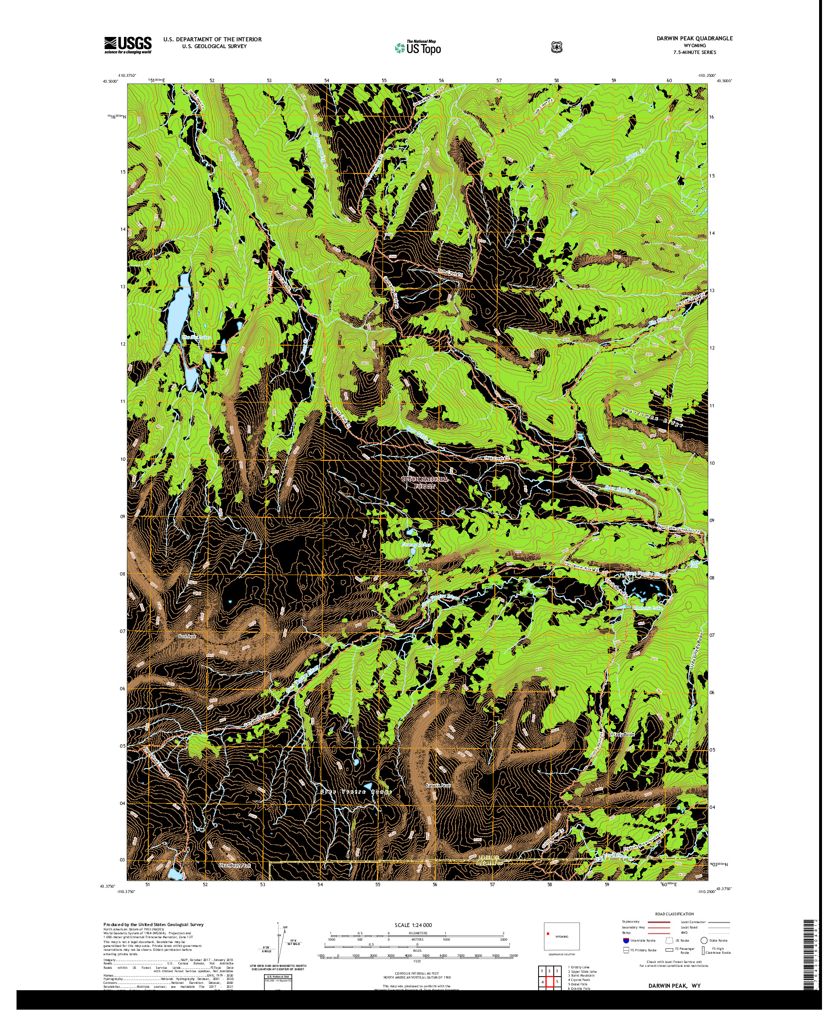 USGS US TOPO 7.5-MINUTE MAP FOR DARWIN PEAK, WY 2021
