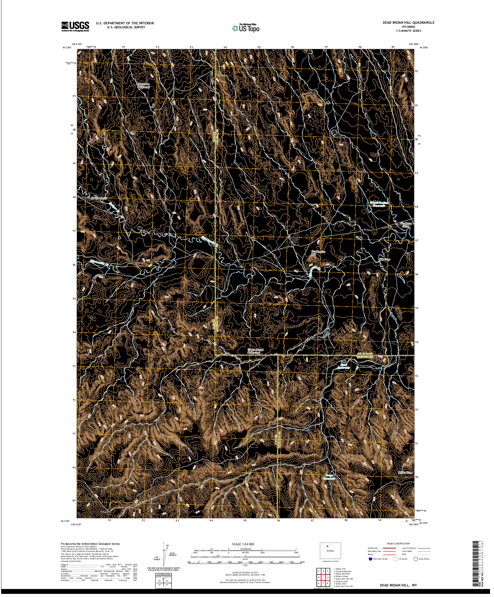 USGS US TOPO 7.5-MINUTE MAP FOR DEAD INDIAN HILL, WY 2021