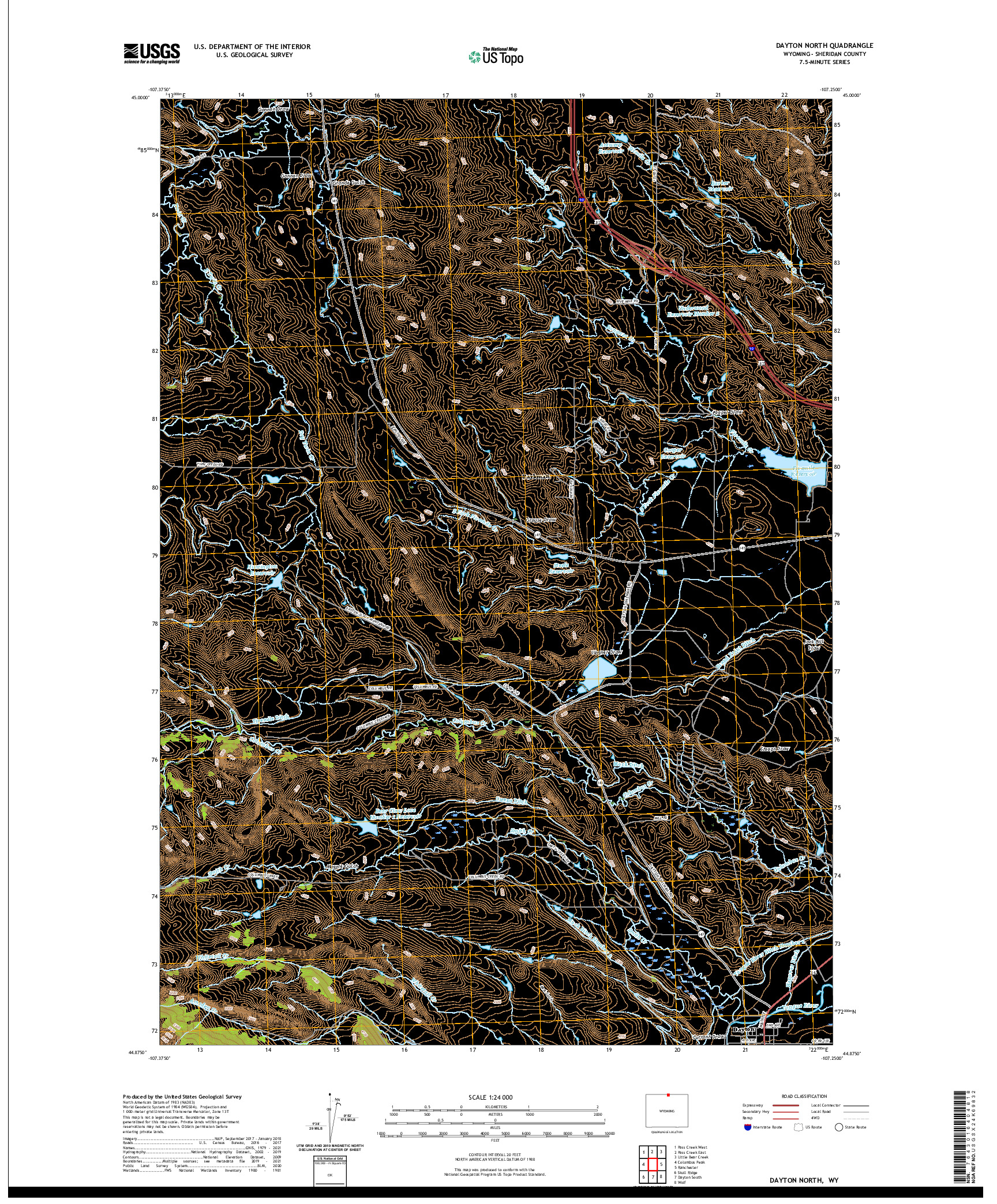 USGS US TOPO 7.5-MINUTE MAP FOR DAYTON NORTH, WY 2021