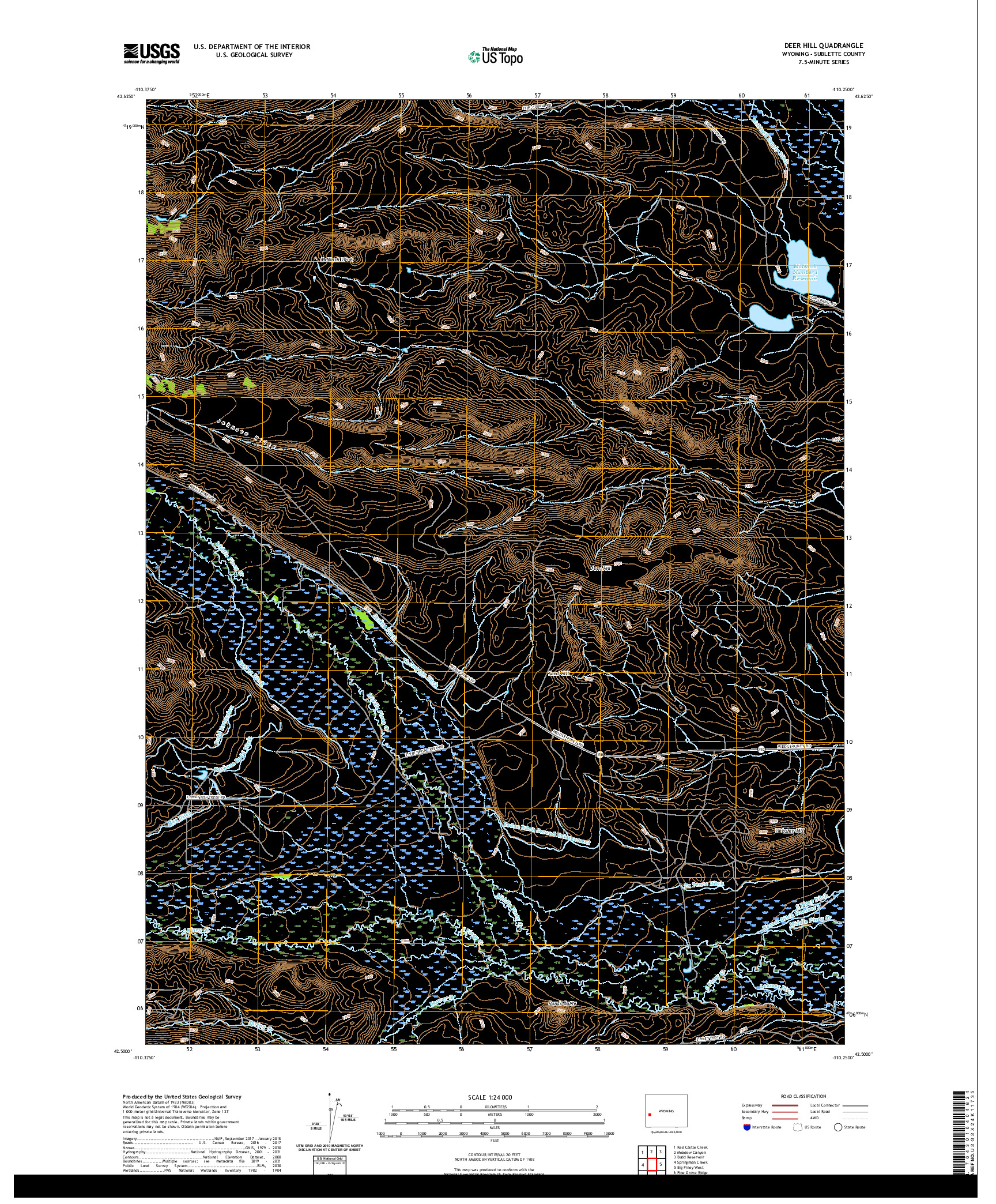 USGS US TOPO 7.5-MINUTE MAP FOR DEER HILL, WY 2021