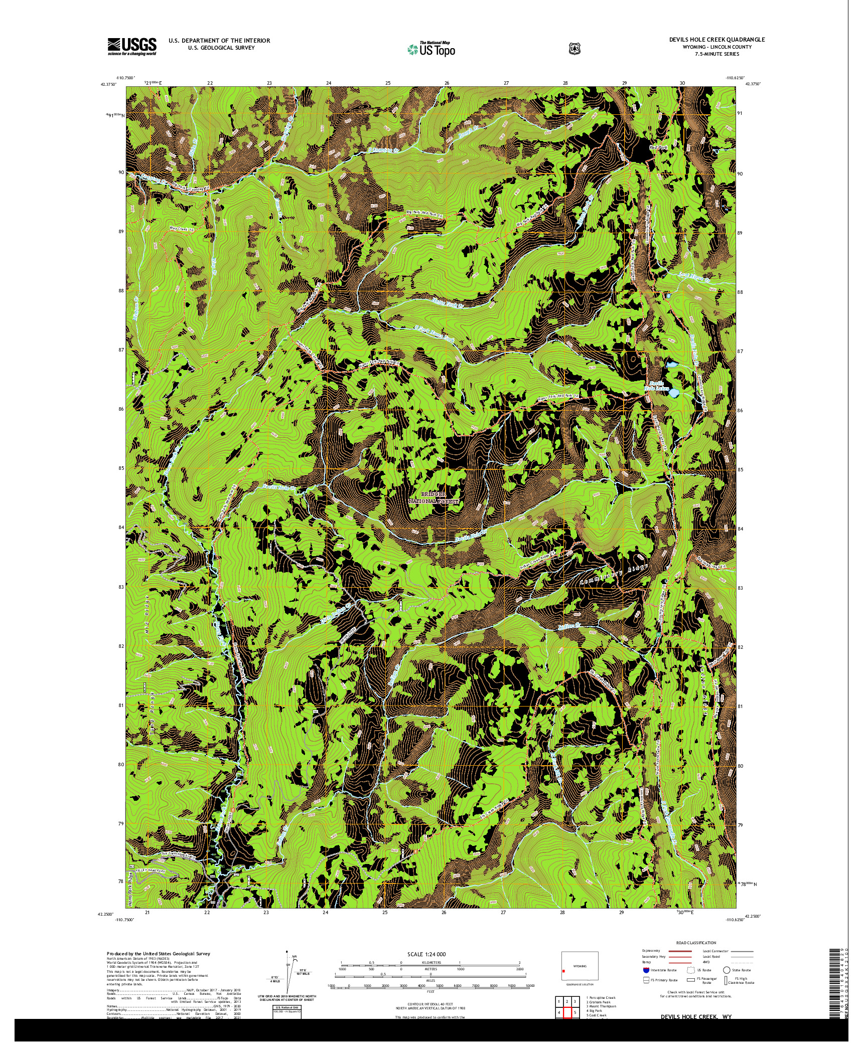 USGS US TOPO 7.5-MINUTE MAP FOR DEVILS HOLE CREEK, WY 2021