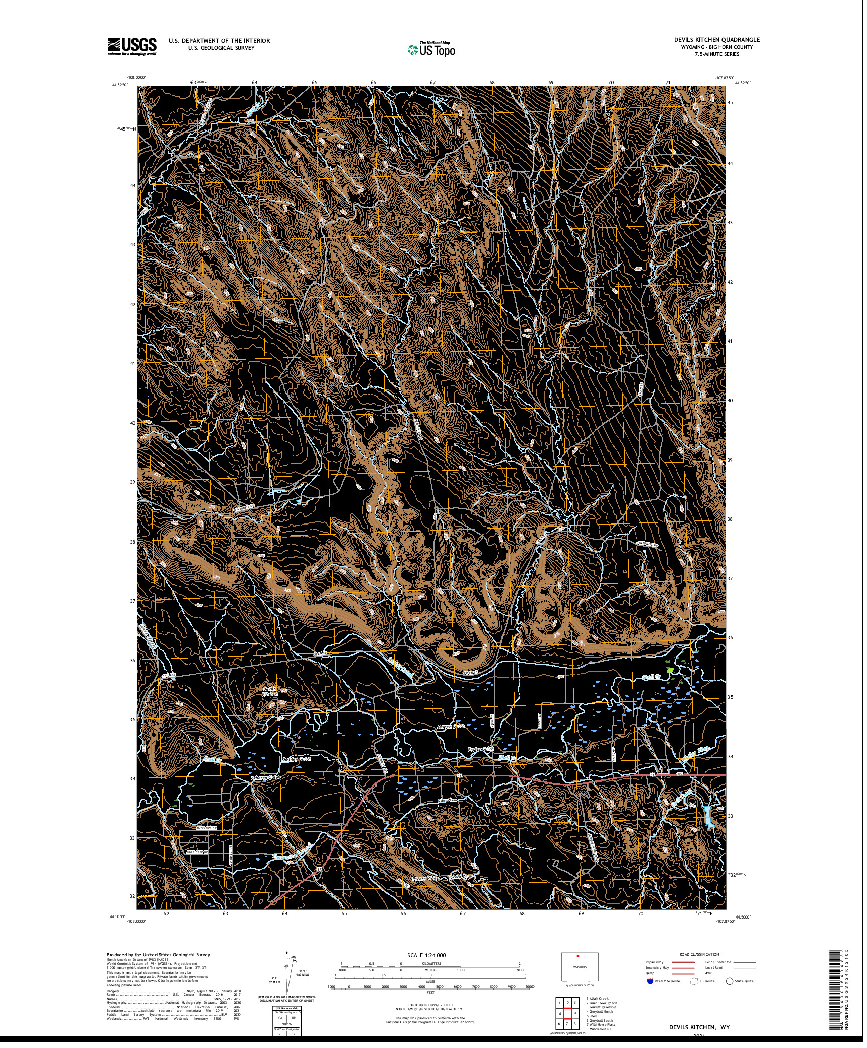 USGS US TOPO 7.5-MINUTE MAP FOR DEVILS KITCHEN, WY 2021