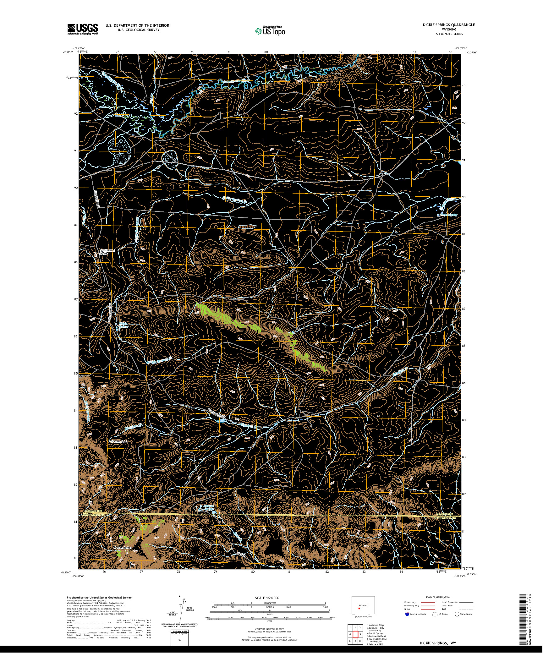 USGS US TOPO 7.5-MINUTE MAP FOR DICKIE SPRINGS, WY 2021