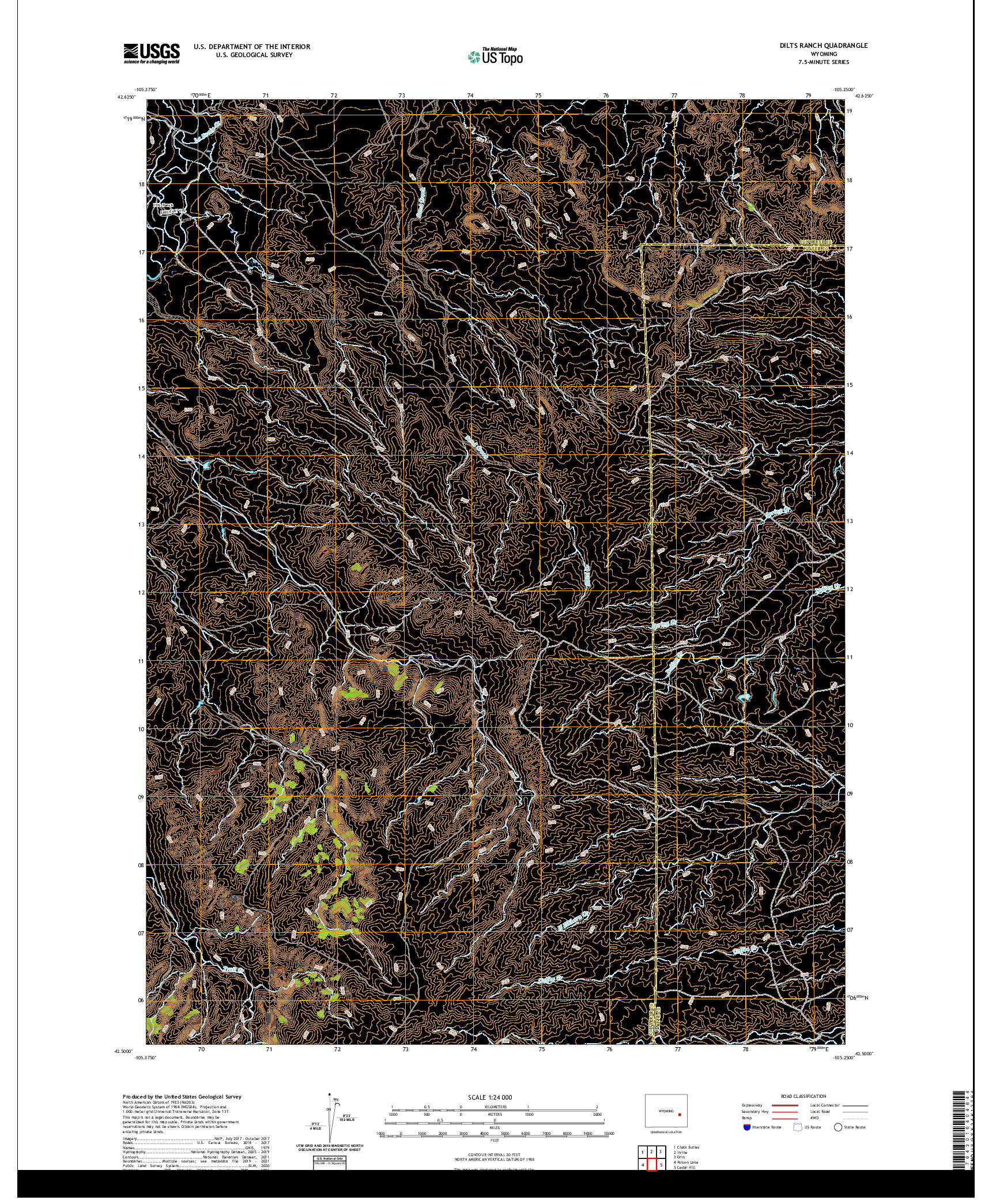 USGS US TOPO 7.5-MINUTE MAP FOR DILTS RANCH, WY 2021