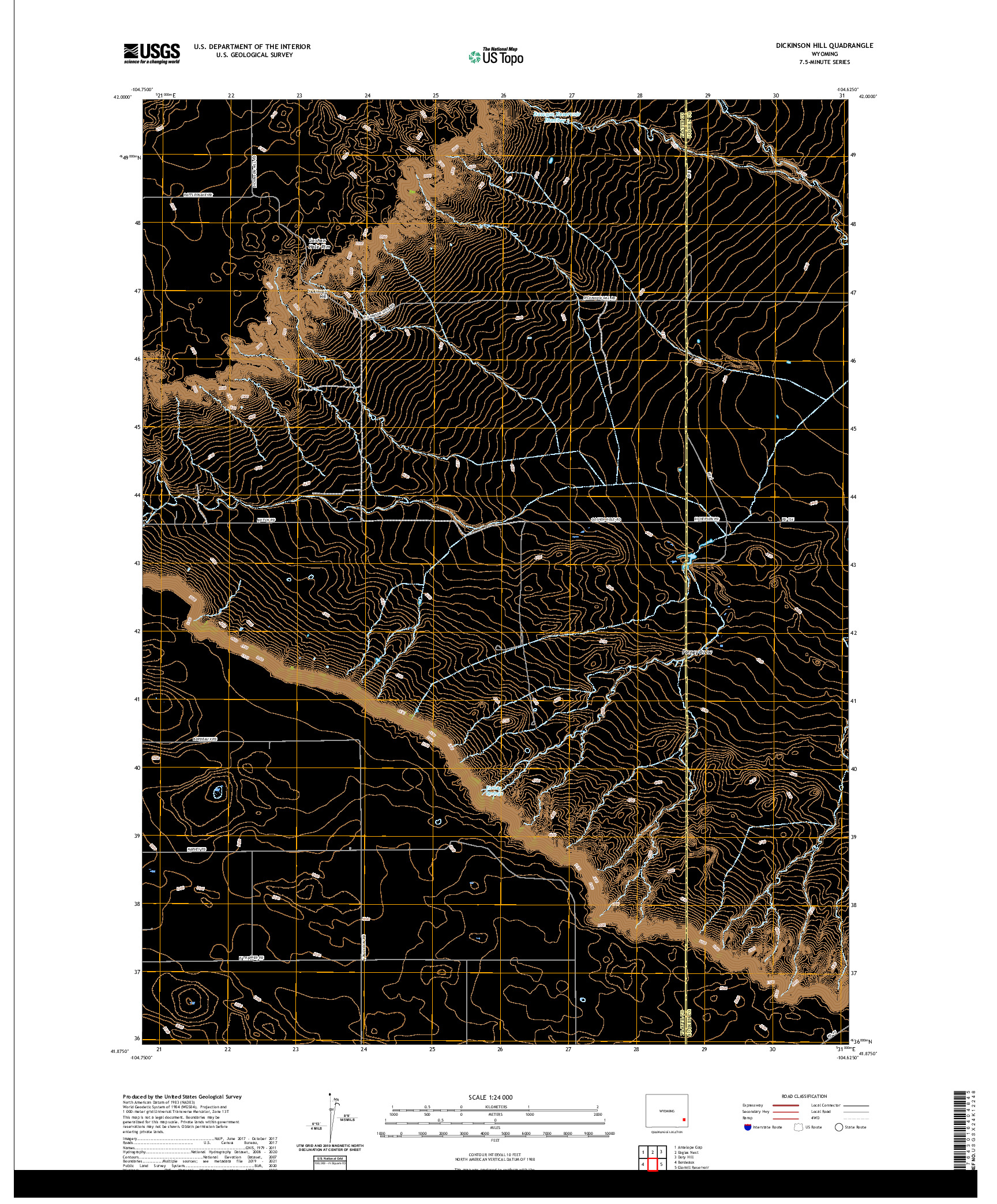 USGS US TOPO 7.5-MINUTE MAP FOR DICKINSON HILL, WY 2021
