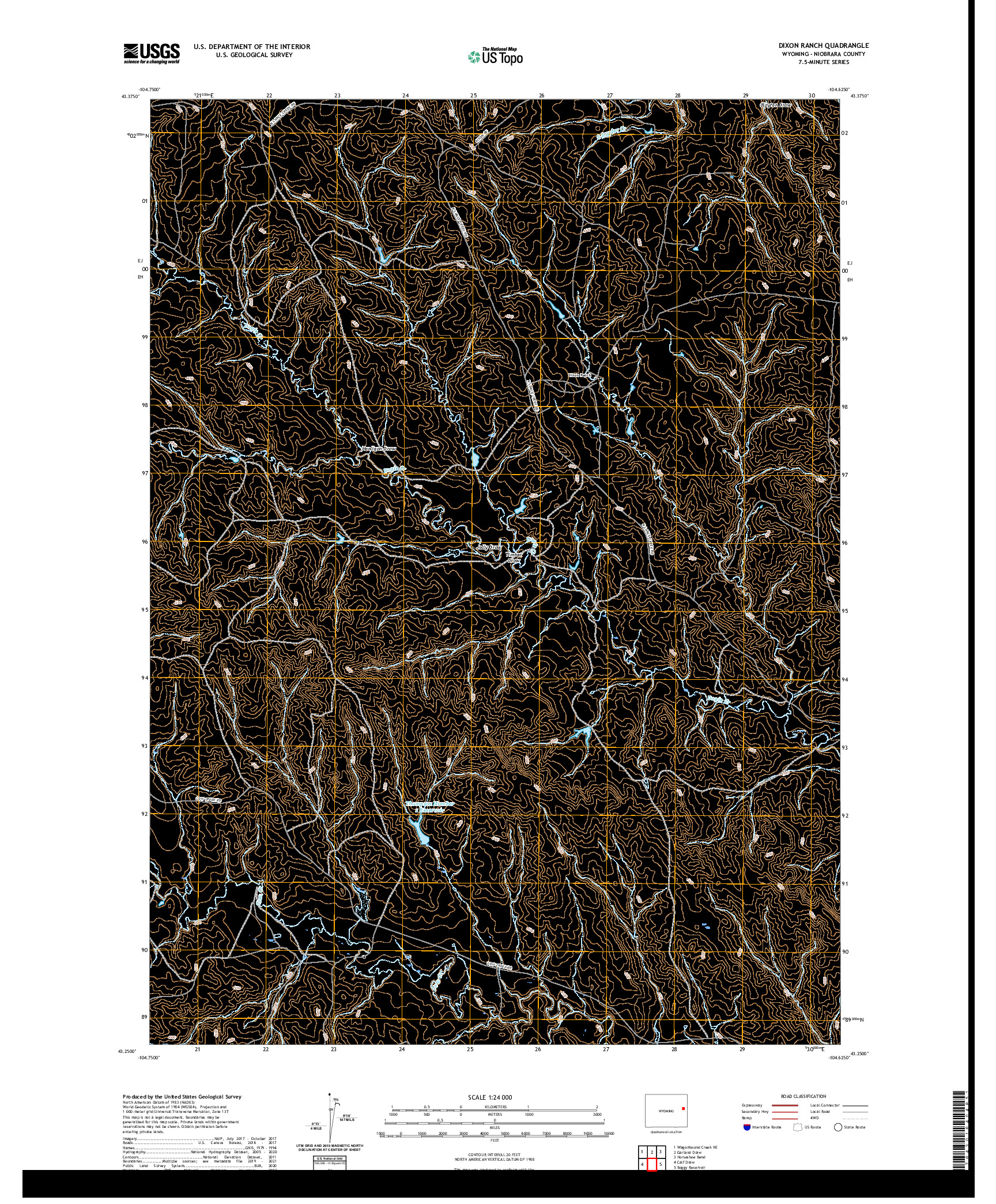 USGS US TOPO 7.5-MINUTE MAP FOR DIXON RANCH, WY 2021