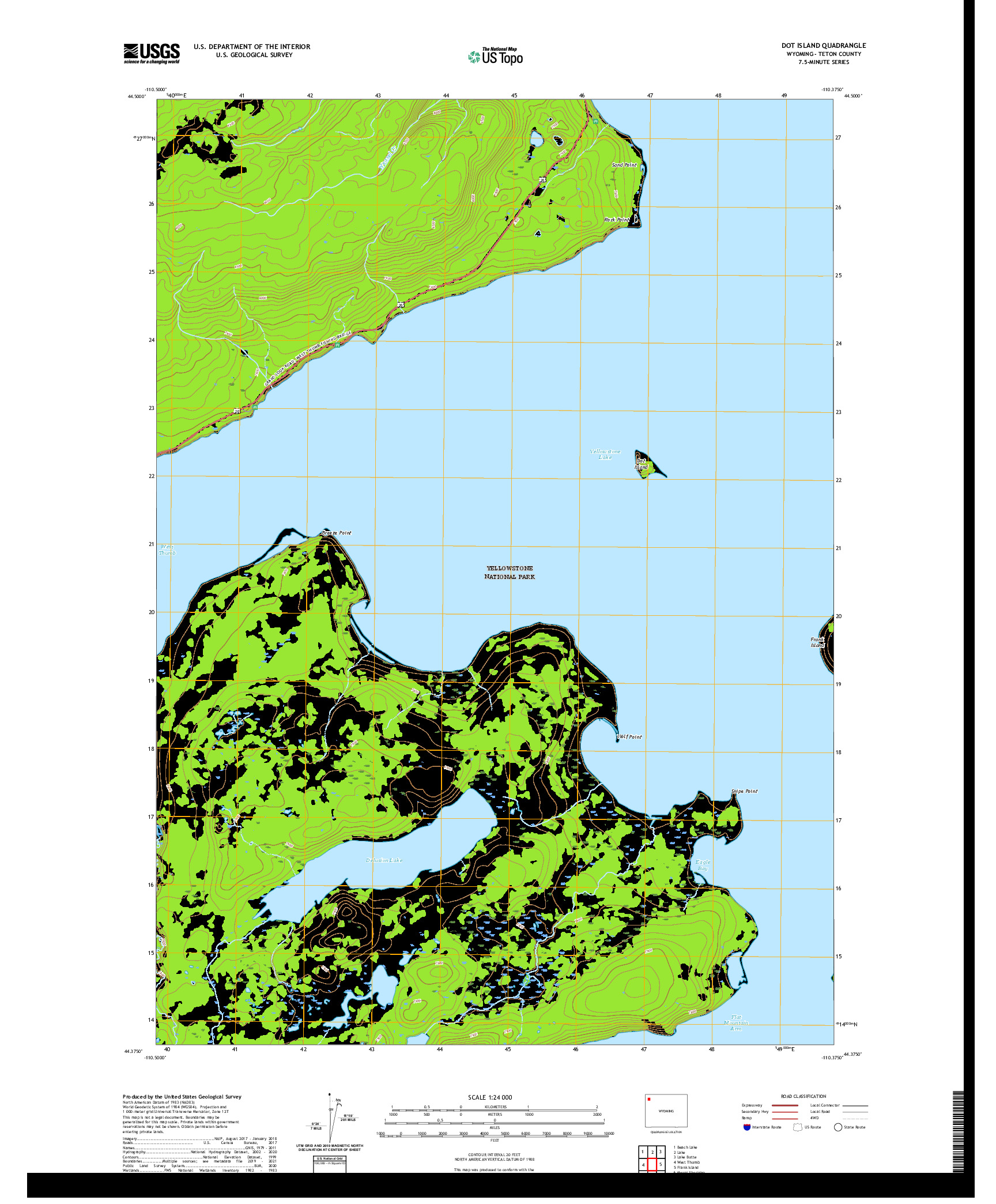 USGS US TOPO 7.5-MINUTE MAP FOR DOT ISLAND, WY 2021