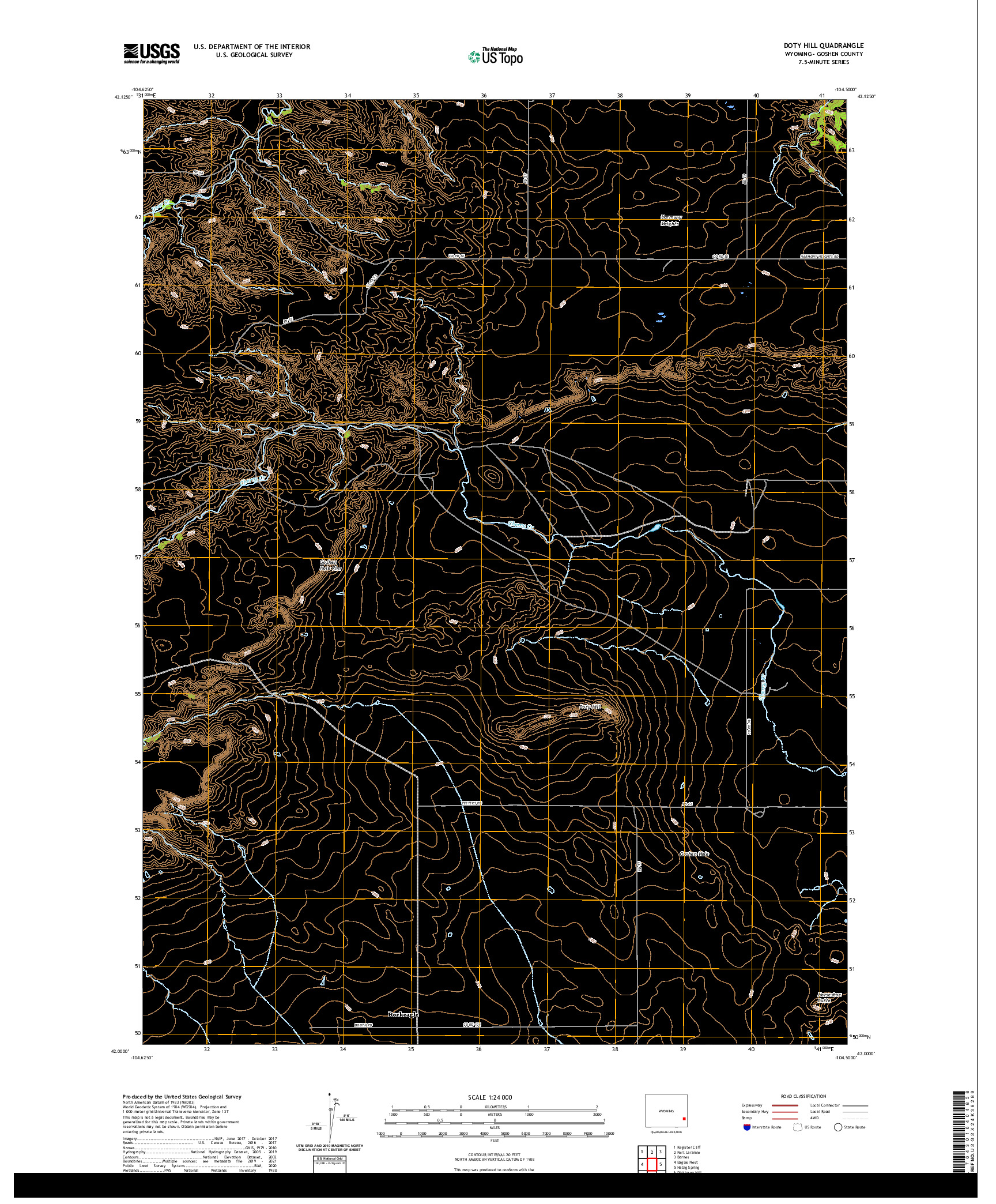 USGS US TOPO 7.5-MINUTE MAP FOR DOTY HILL, WY 2021