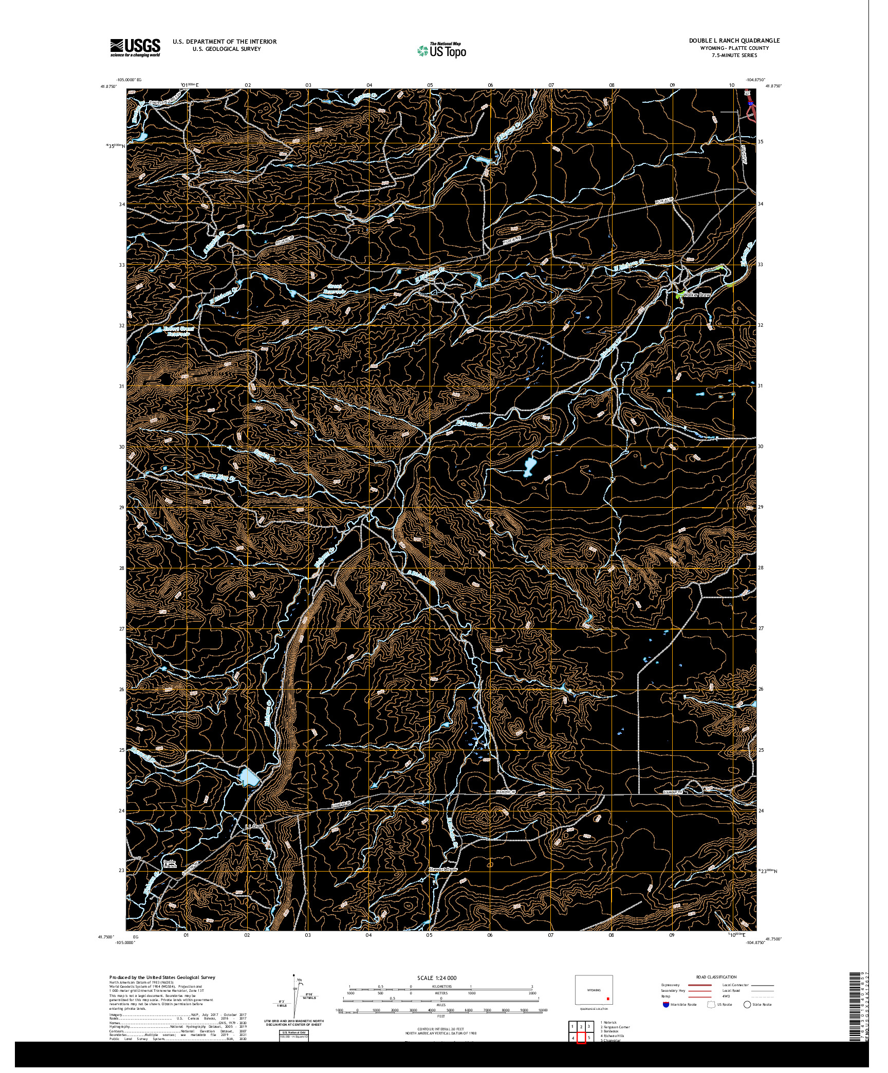 USGS US TOPO 7.5-MINUTE MAP FOR DOUBLE L RANCH, WY 2021