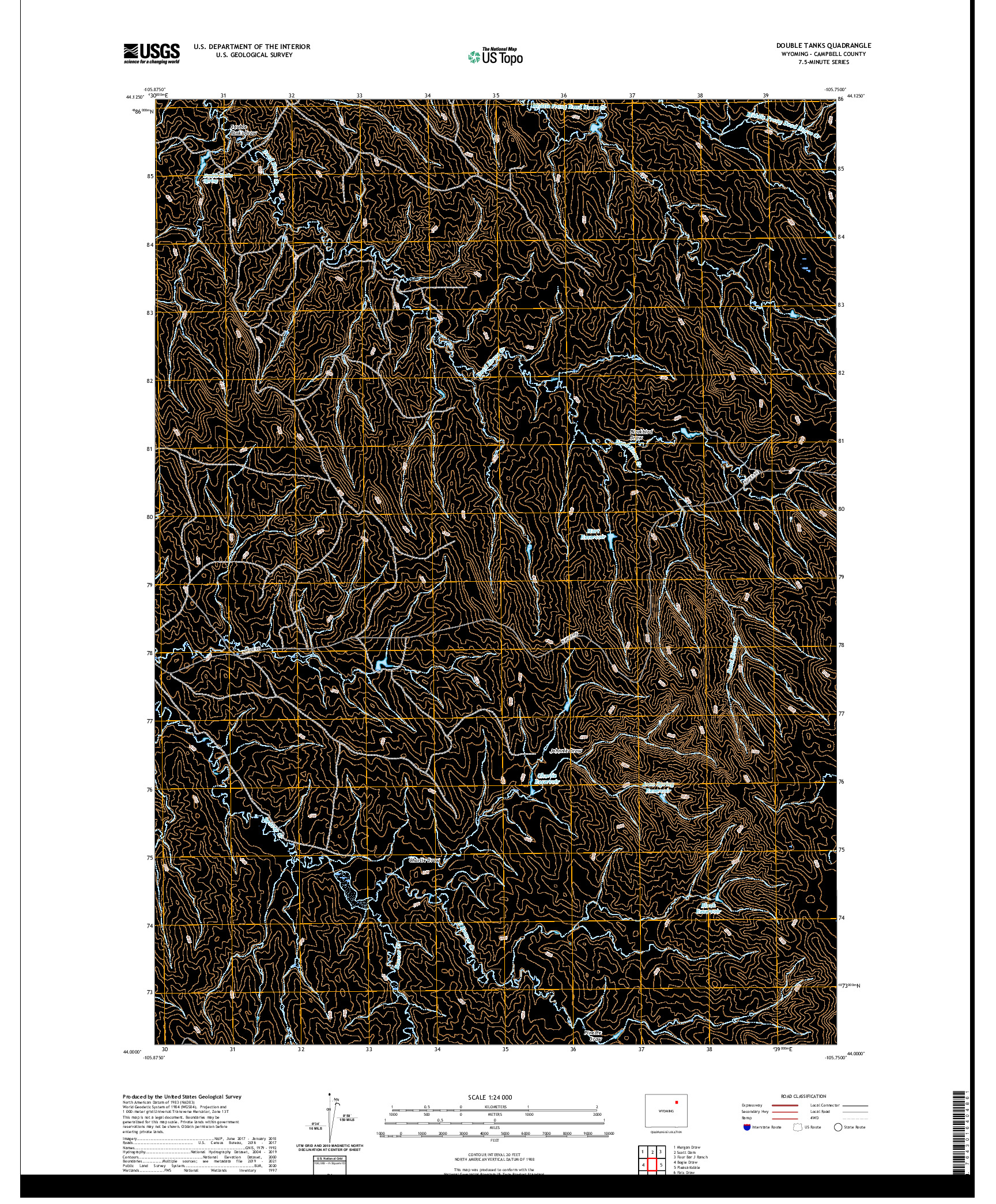 USGS US TOPO 7.5-MINUTE MAP FOR DOUBLE TANKS, WY 2021