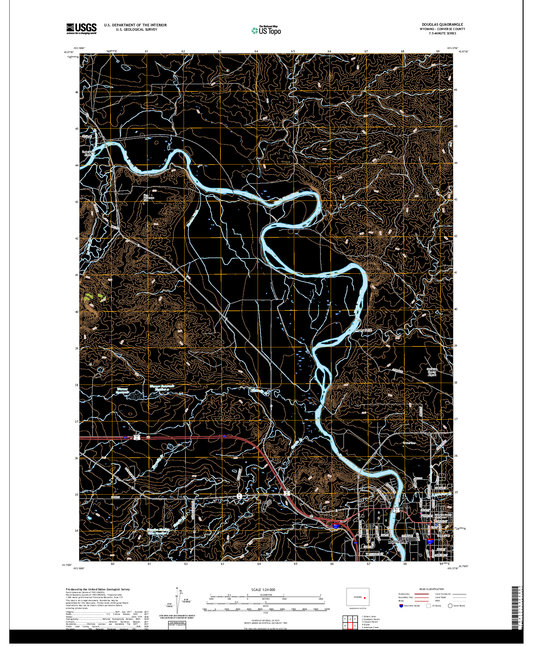 USGS US TOPO 7.5-MINUTE MAP FOR DOUGLAS, WY 2021