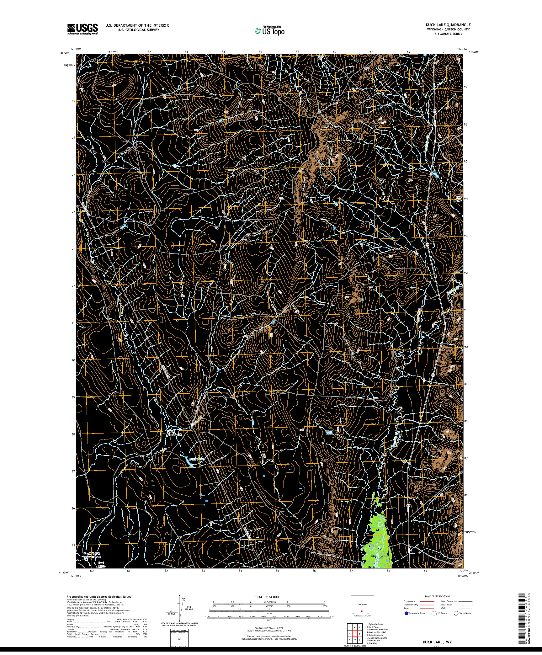 USGS US TOPO 7.5-MINUTE MAP FOR DUCK LAKE, WY 2021