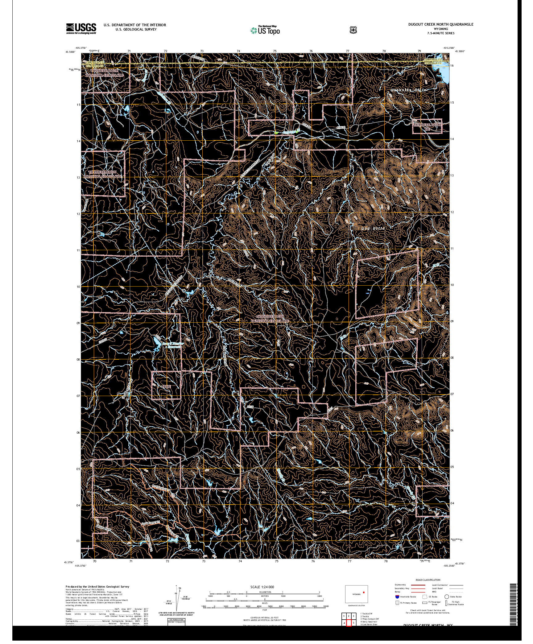 USGS US TOPO 7.5-MINUTE MAP FOR DUGOUT CREEK NORTH, WY 2021