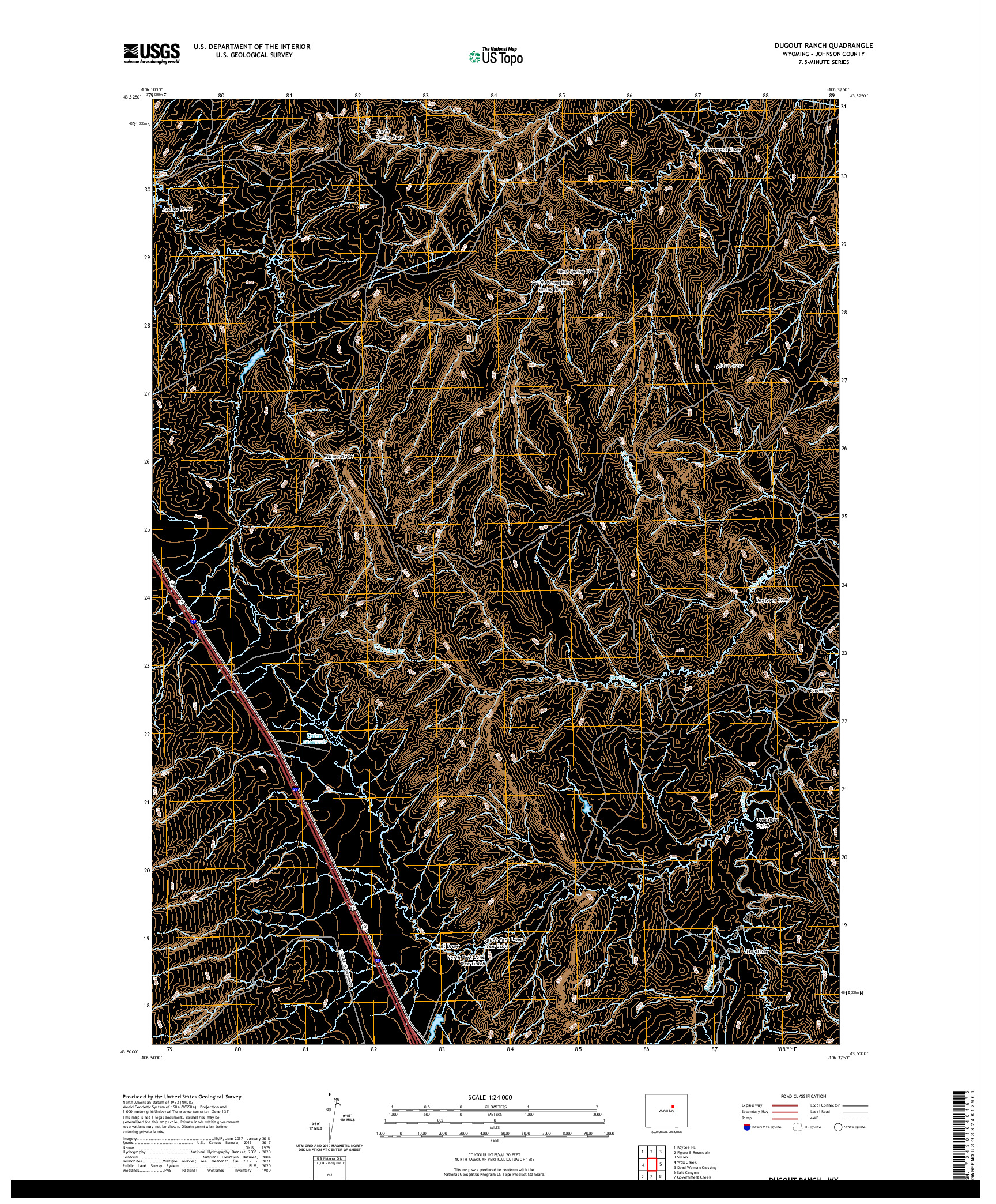 USGS US TOPO 7.5-MINUTE MAP FOR DUGOUT RANCH, WY 2021