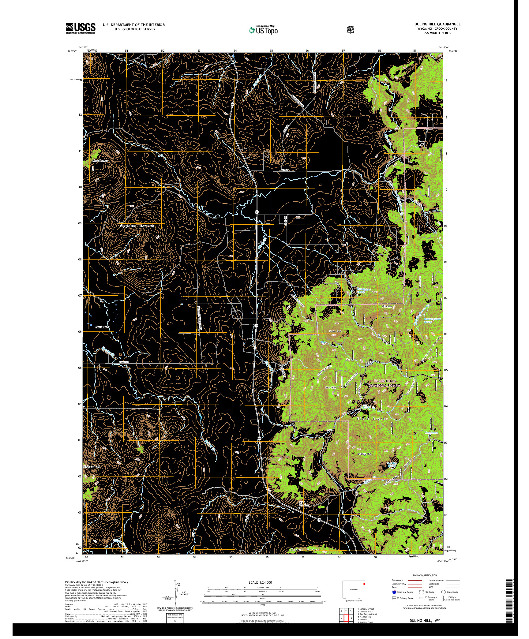 USGS US TOPO 7.5-MINUTE MAP FOR DULING HILL, WY 2021