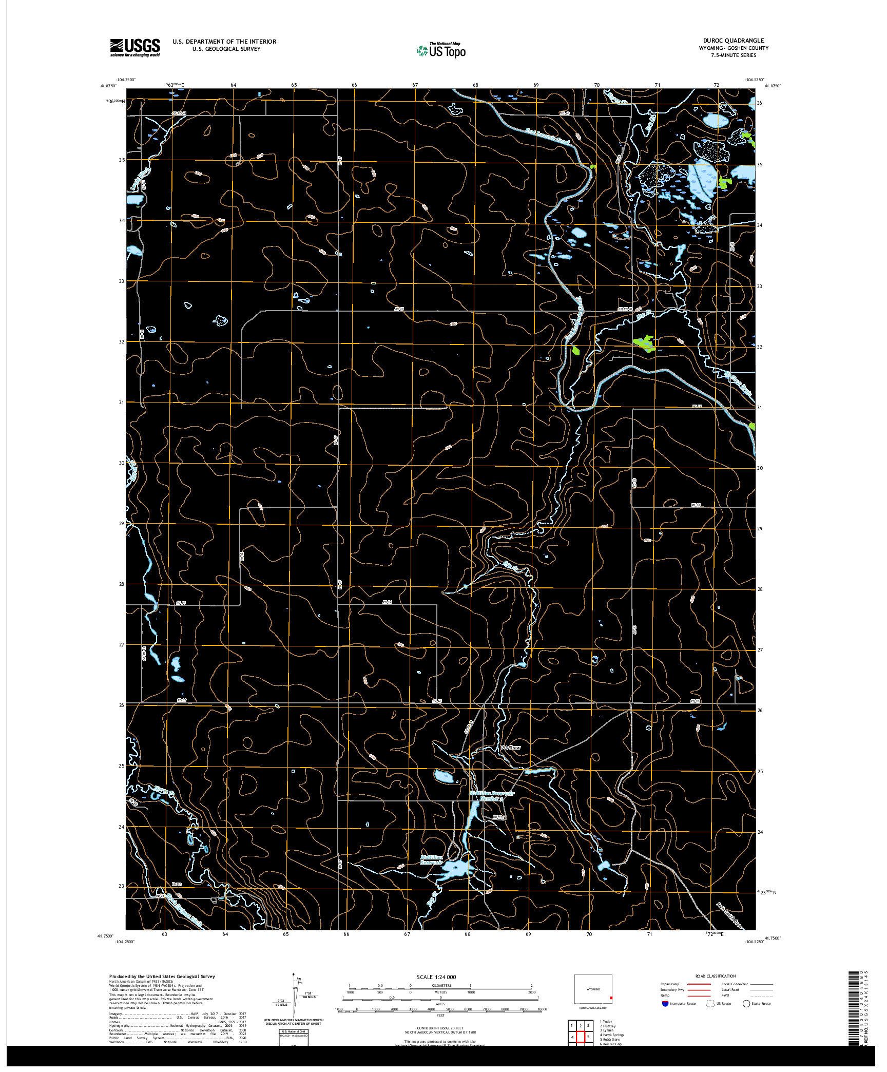 USGS US TOPO 7.5-MINUTE MAP FOR DUROC, WY 2021