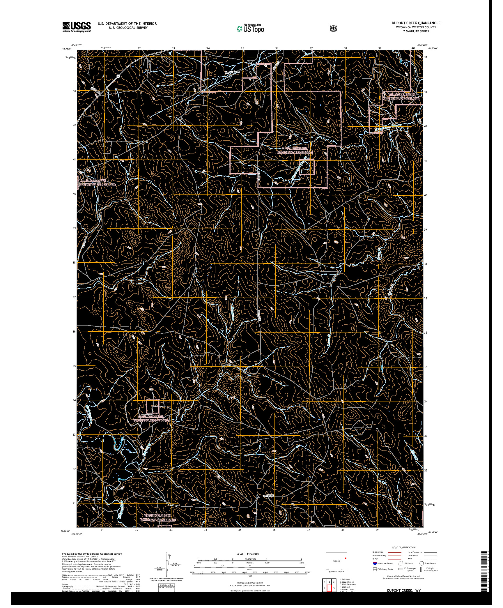 USGS US TOPO 7.5-MINUTE MAP FOR DUPONT CREEK, WY 2021