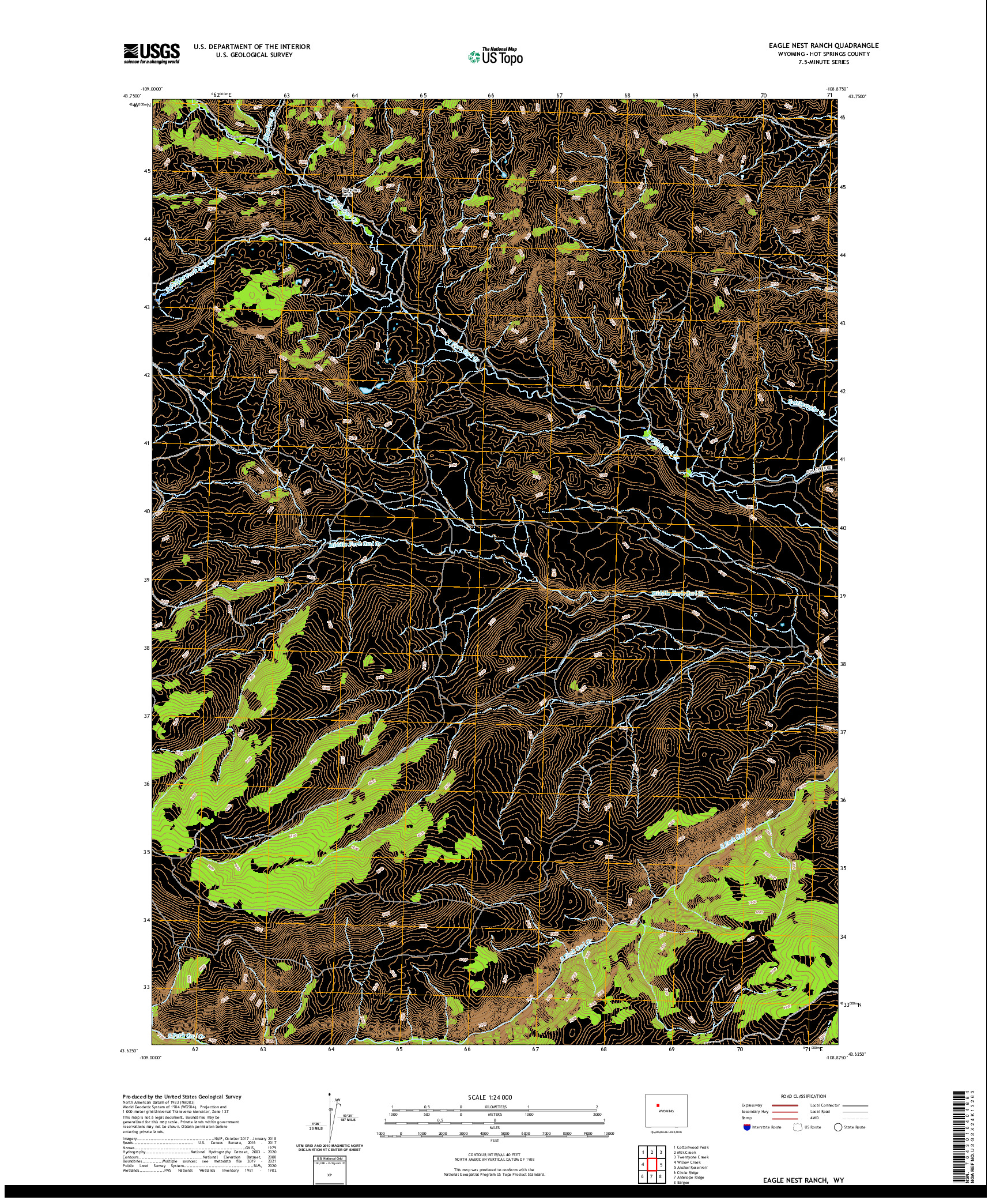 USGS US TOPO 7.5-MINUTE MAP FOR EAGLE NEST RANCH, WY 2021