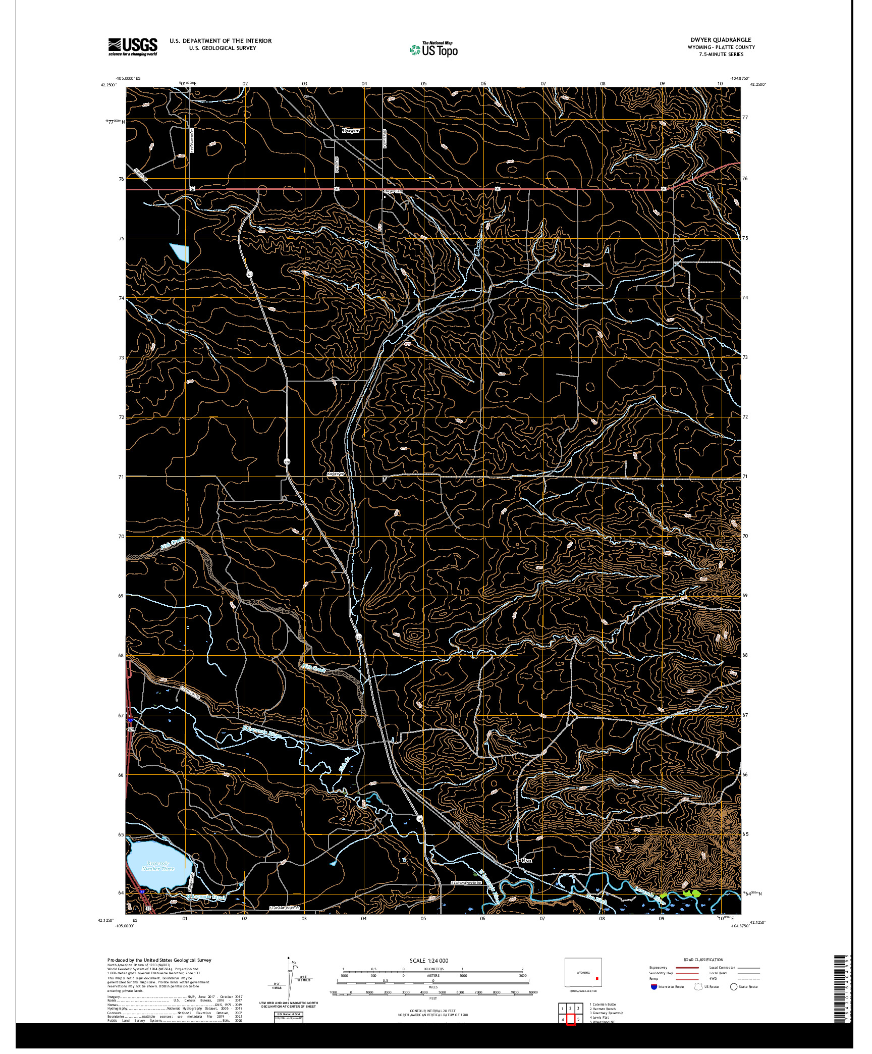 USGS US TOPO 7.5-MINUTE MAP FOR DWYER, WY 2021