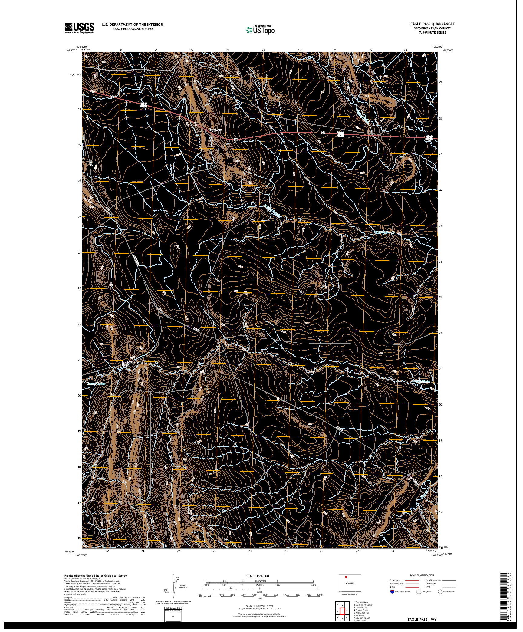 USGS US TOPO 7.5-MINUTE MAP FOR EAGLE PASS, WY 2021