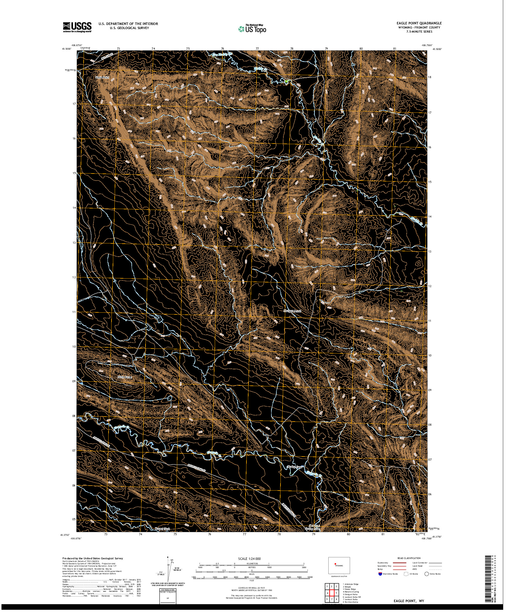 USGS US TOPO 7.5-MINUTE MAP FOR EAGLE POINT, WY 2021