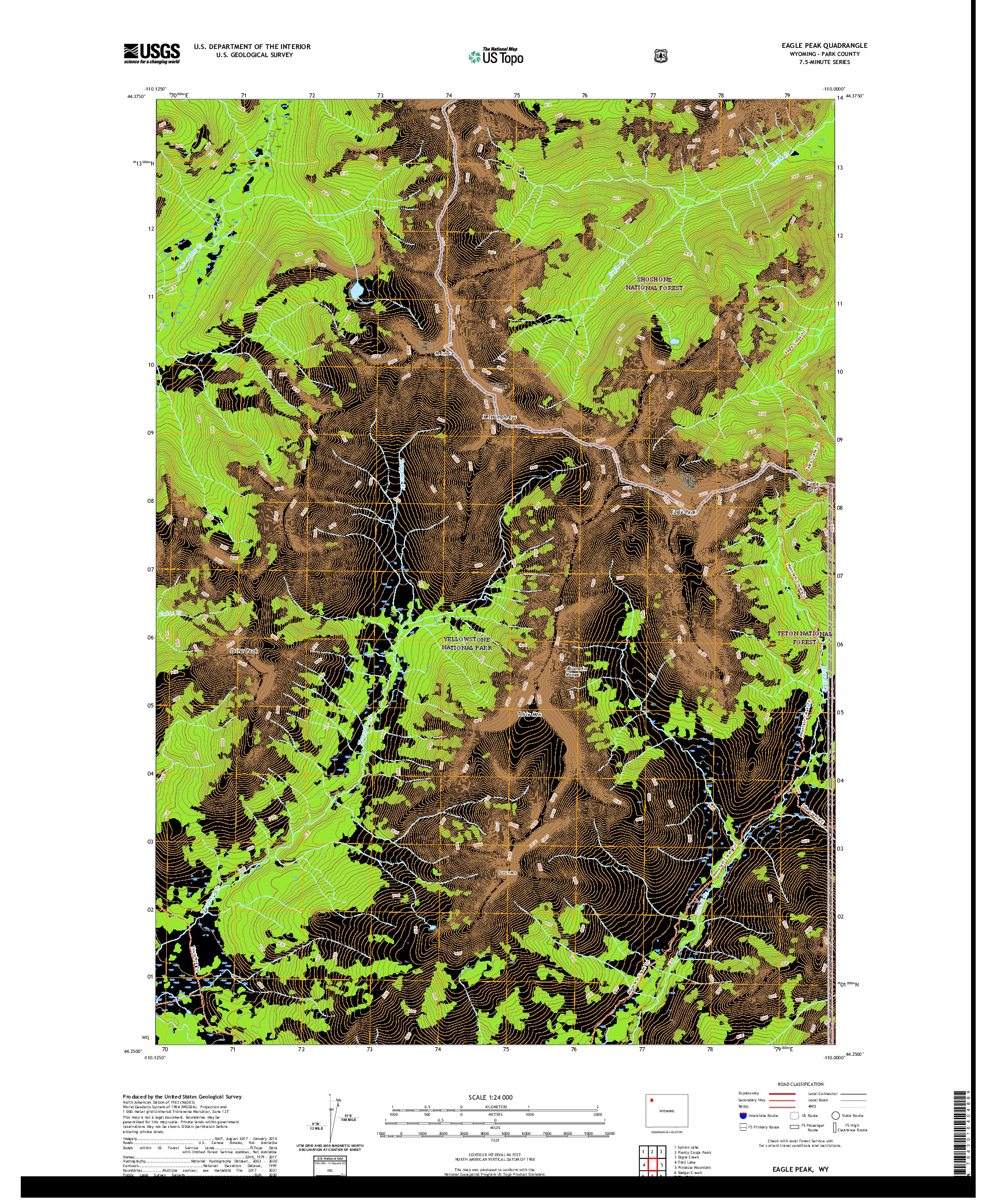 USGS US TOPO 7.5-MINUTE MAP FOR EAGLE PEAK, WY 2021
