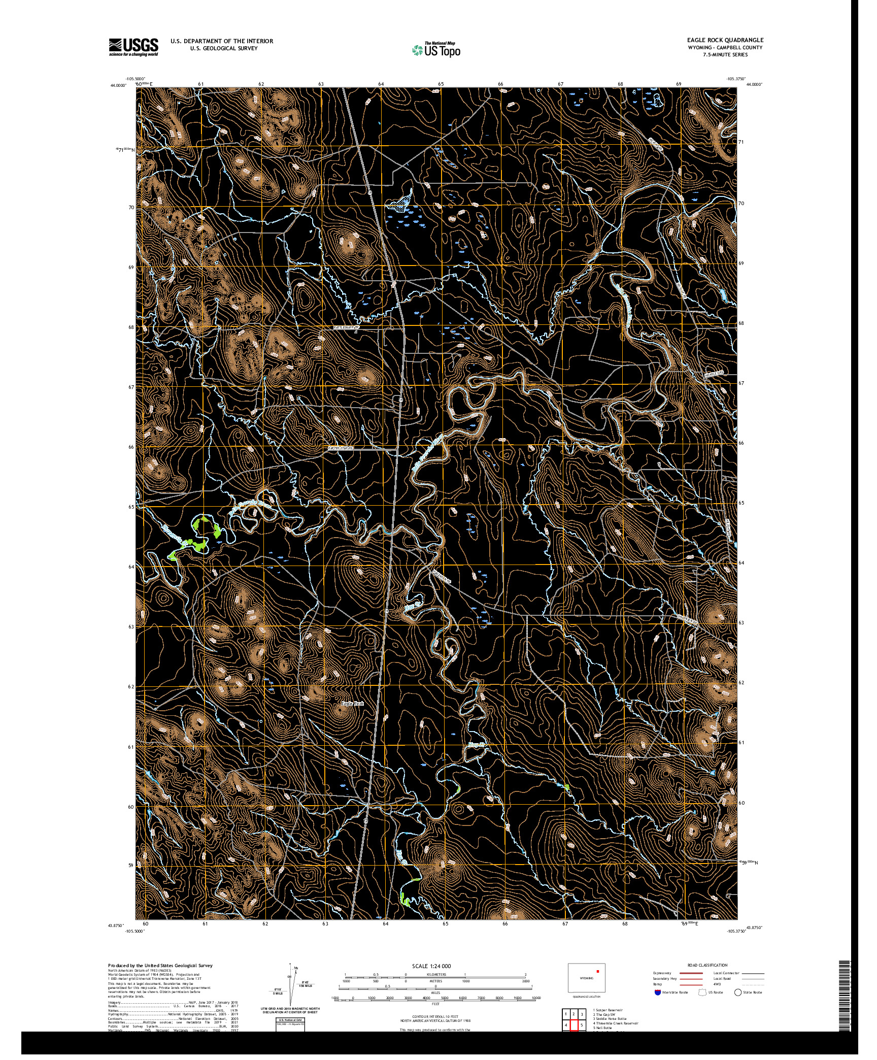 USGS US TOPO 7.5-MINUTE MAP FOR EAGLE ROCK, WY 2021