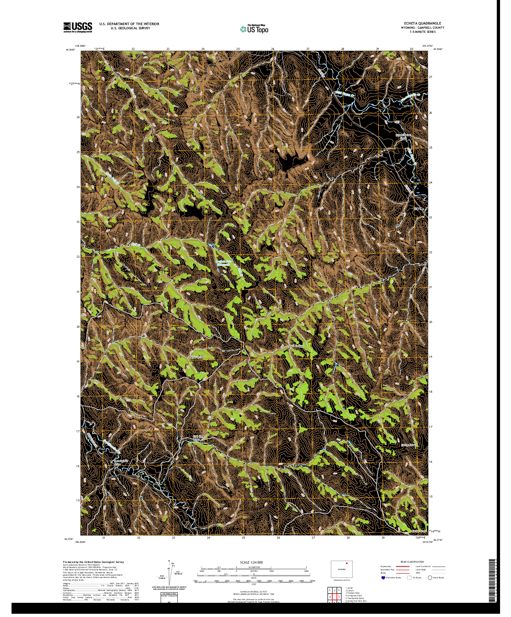 USGS US TOPO 7.5-MINUTE MAP FOR ECHETA, WY 2021