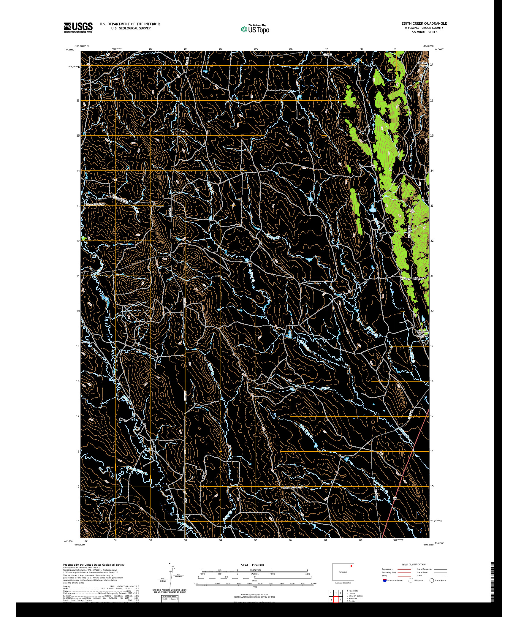 USGS US TOPO 7.5-MINUTE MAP FOR EDITH CREEK, WY 2021