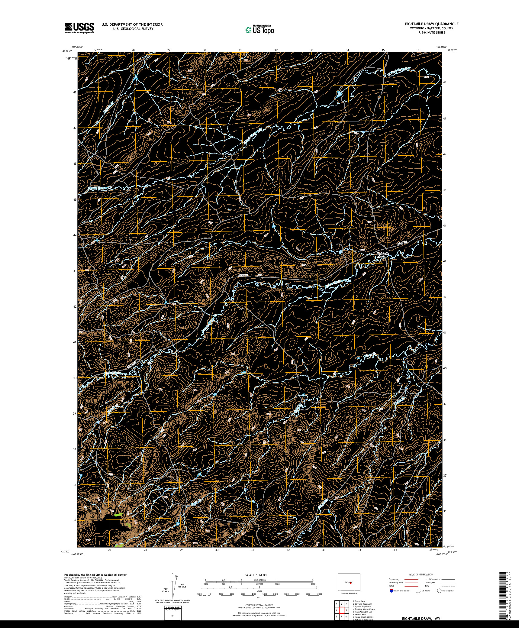 USGS US TOPO 7.5-MINUTE MAP FOR EIGHTMILE DRAW, WY 2021