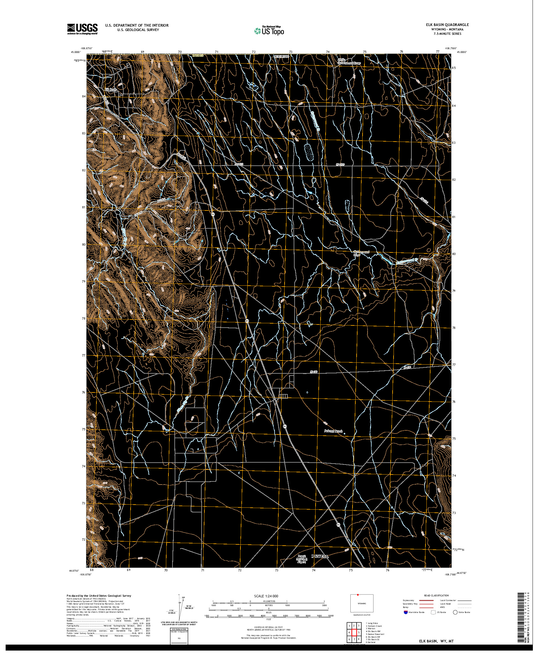 USGS US TOPO 7.5-MINUTE MAP FOR ELK BASIN, WY,MT 2021