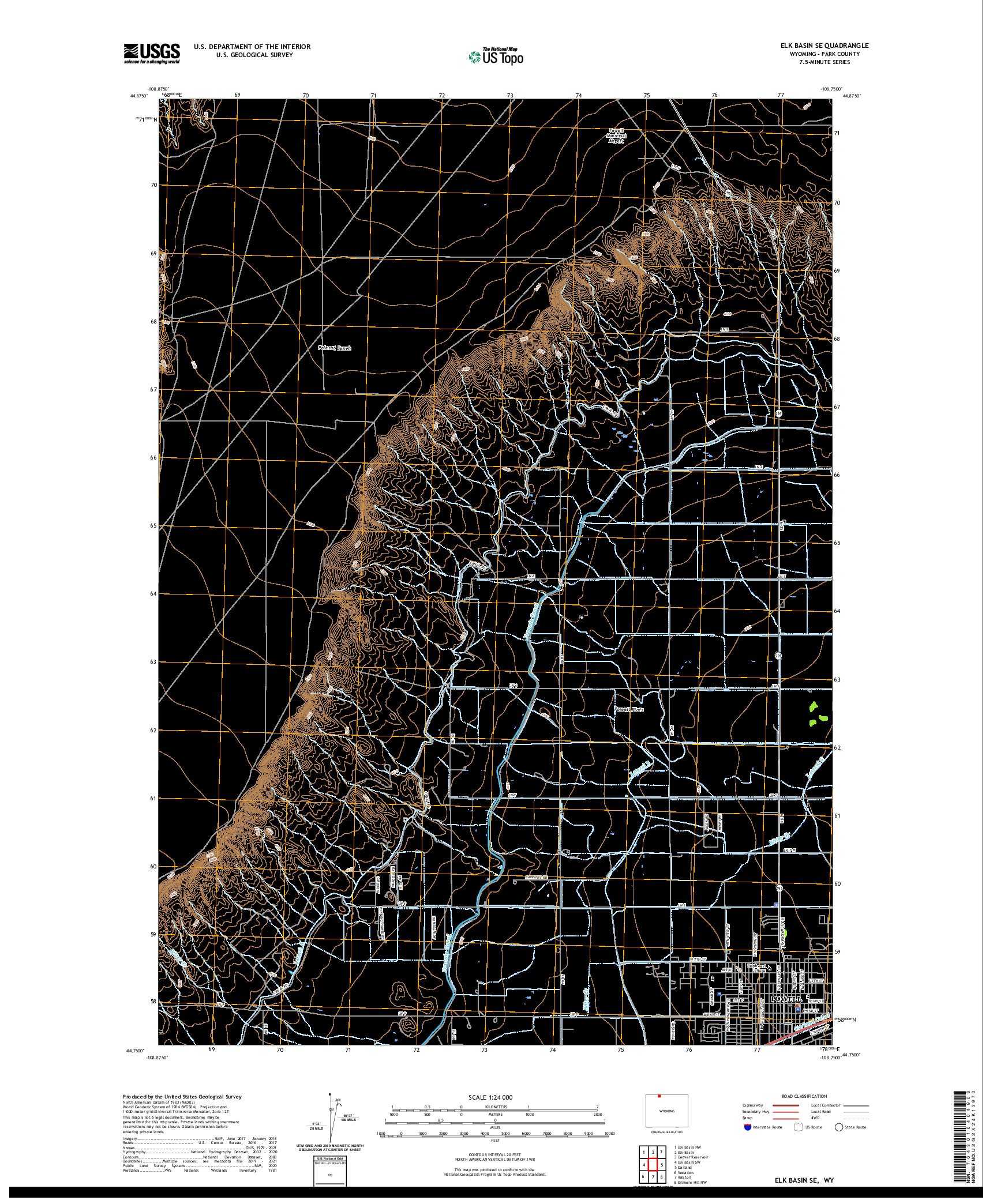 USGS US TOPO 7.5-MINUTE MAP FOR ELK BASIN SE, WY 2021