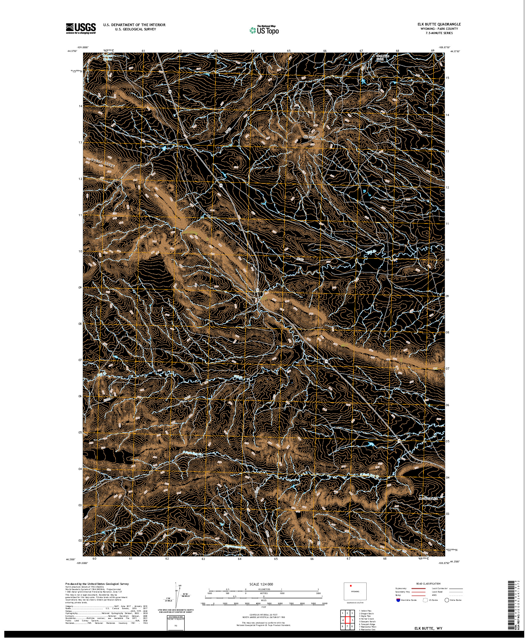 USGS US TOPO 7.5-MINUTE MAP FOR ELK BUTTE, WY 2021