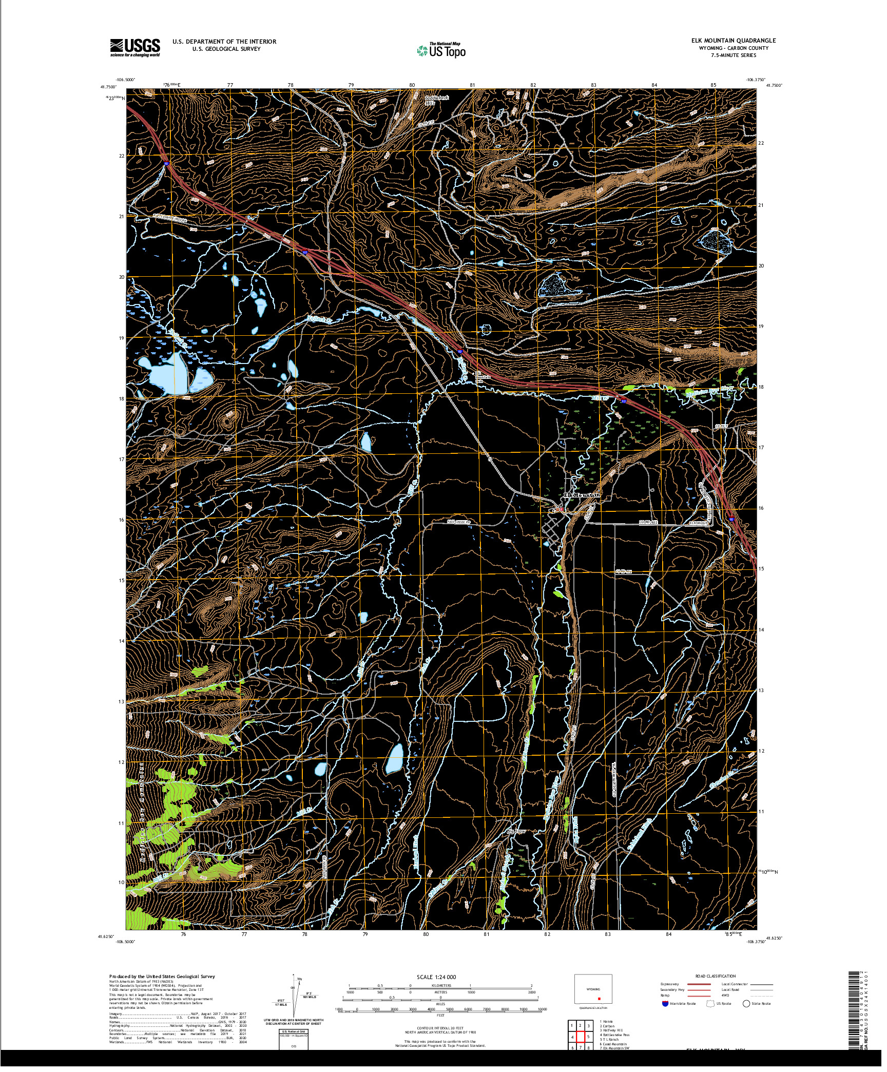 USGS US TOPO 7.5-MINUTE MAP FOR ELK MOUNTAIN, WY 2021