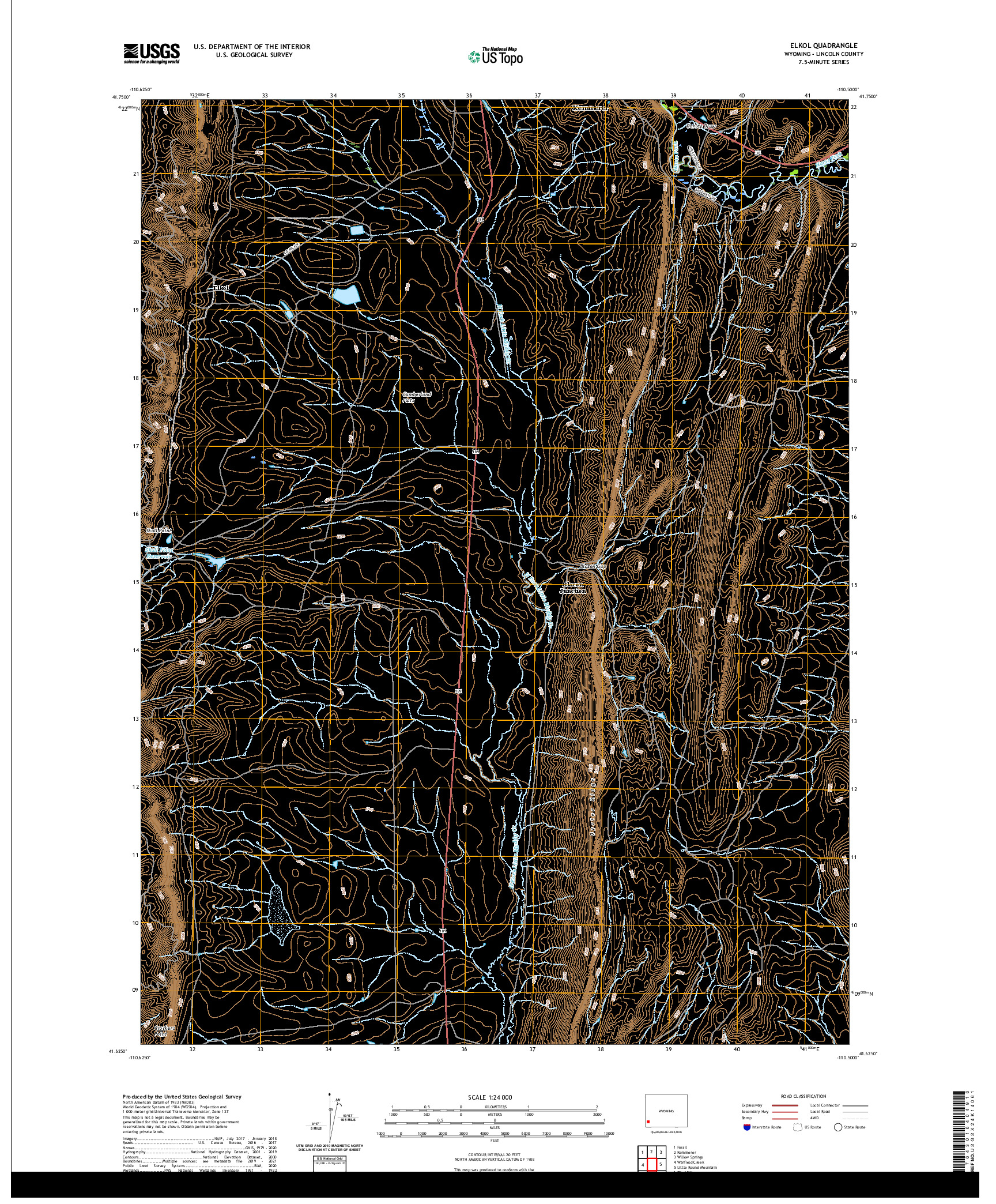 USGS US TOPO 7.5-MINUTE MAP FOR ELKOL, WY 2021