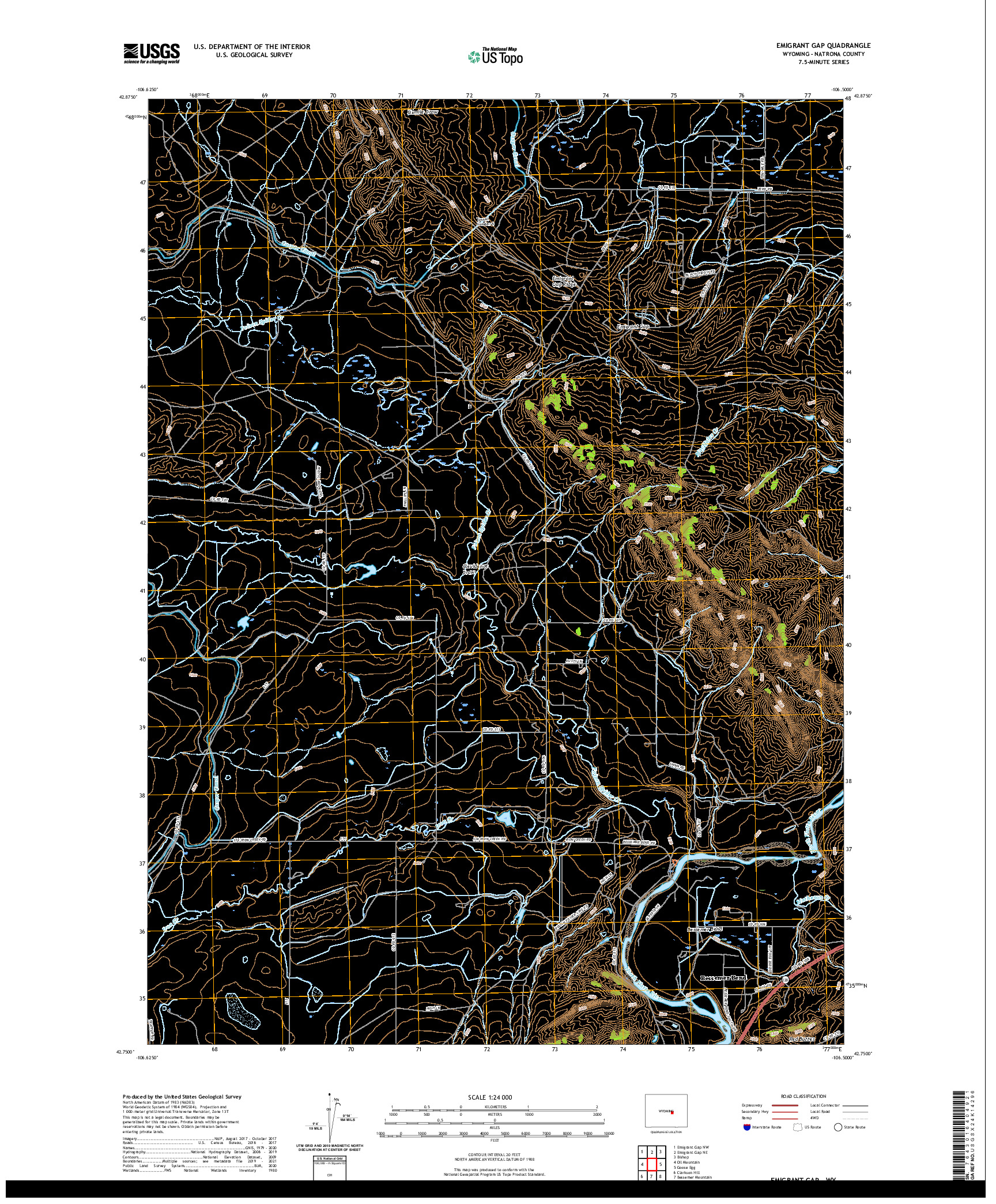 USGS US TOPO 7.5-MINUTE MAP FOR EMIGRANT GAP, WY 2021