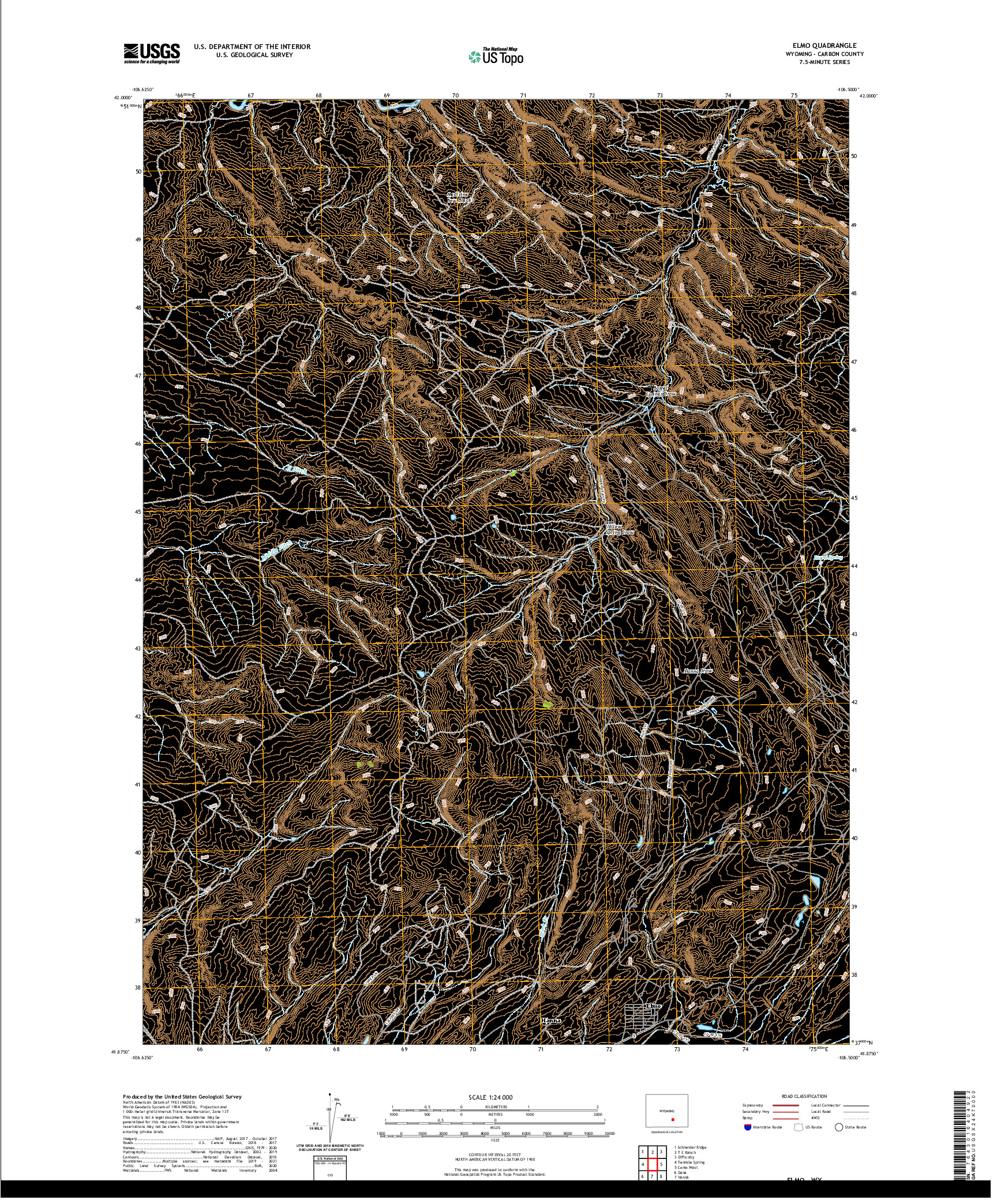 USGS US TOPO 7.5-MINUTE MAP FOR ELMO, WY 2021