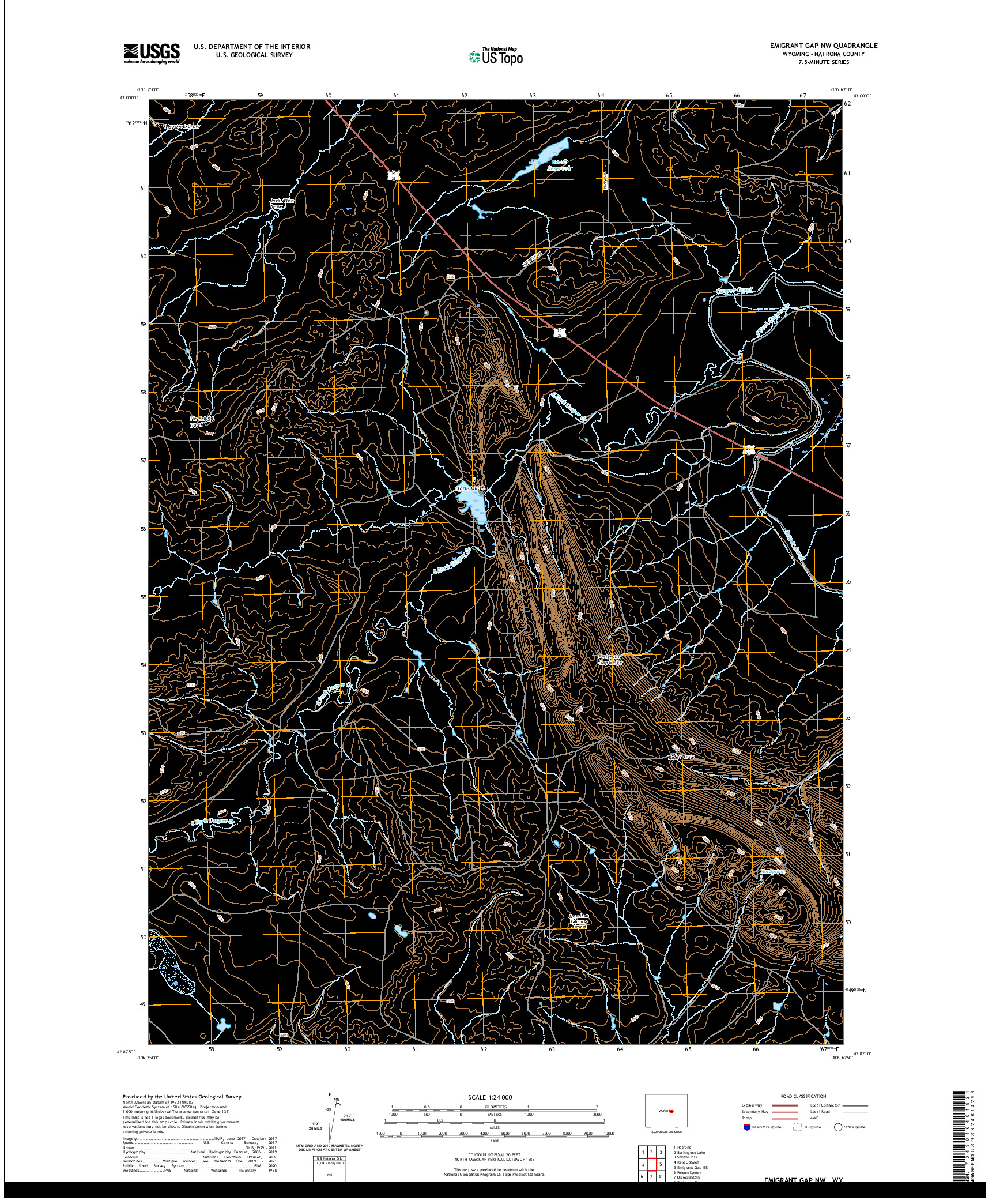 USGS US TOPO 7.5-MINUTE MAP FOR EMIGRANT GAP NW, WY 2021