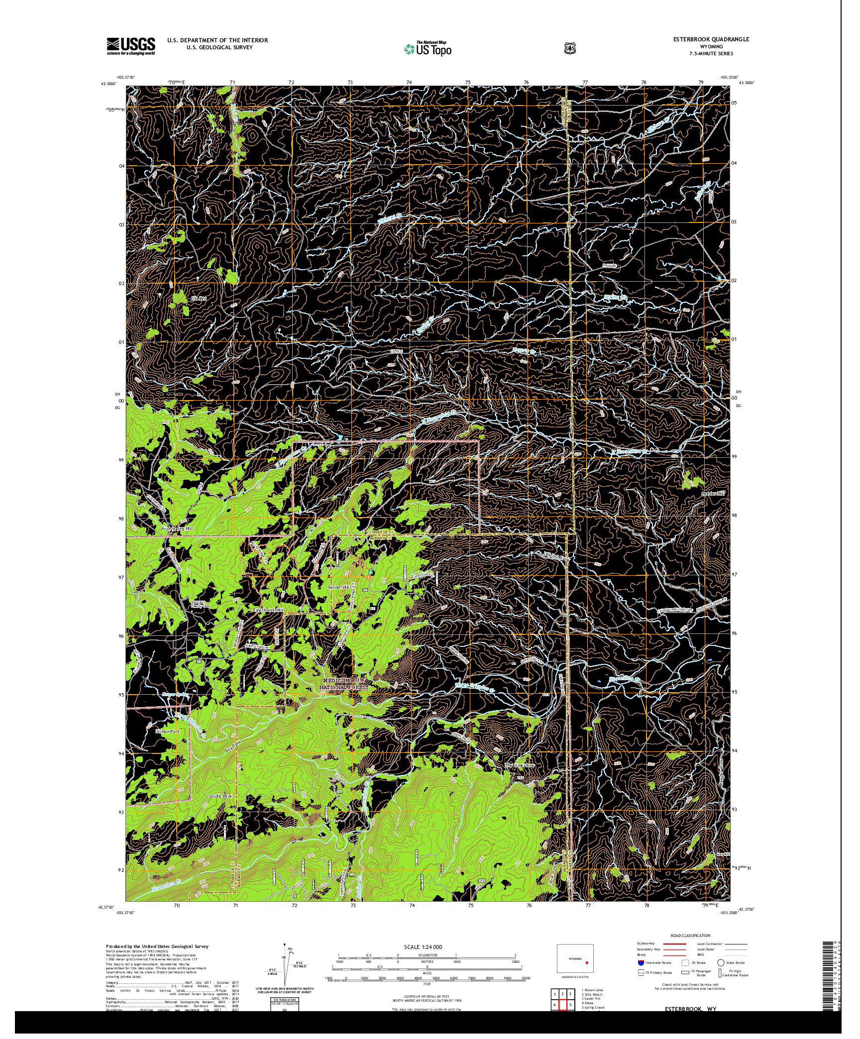 USGS US TOPO 7.5-MINUTE MAP FOR ESTERBROOK, WY 2021