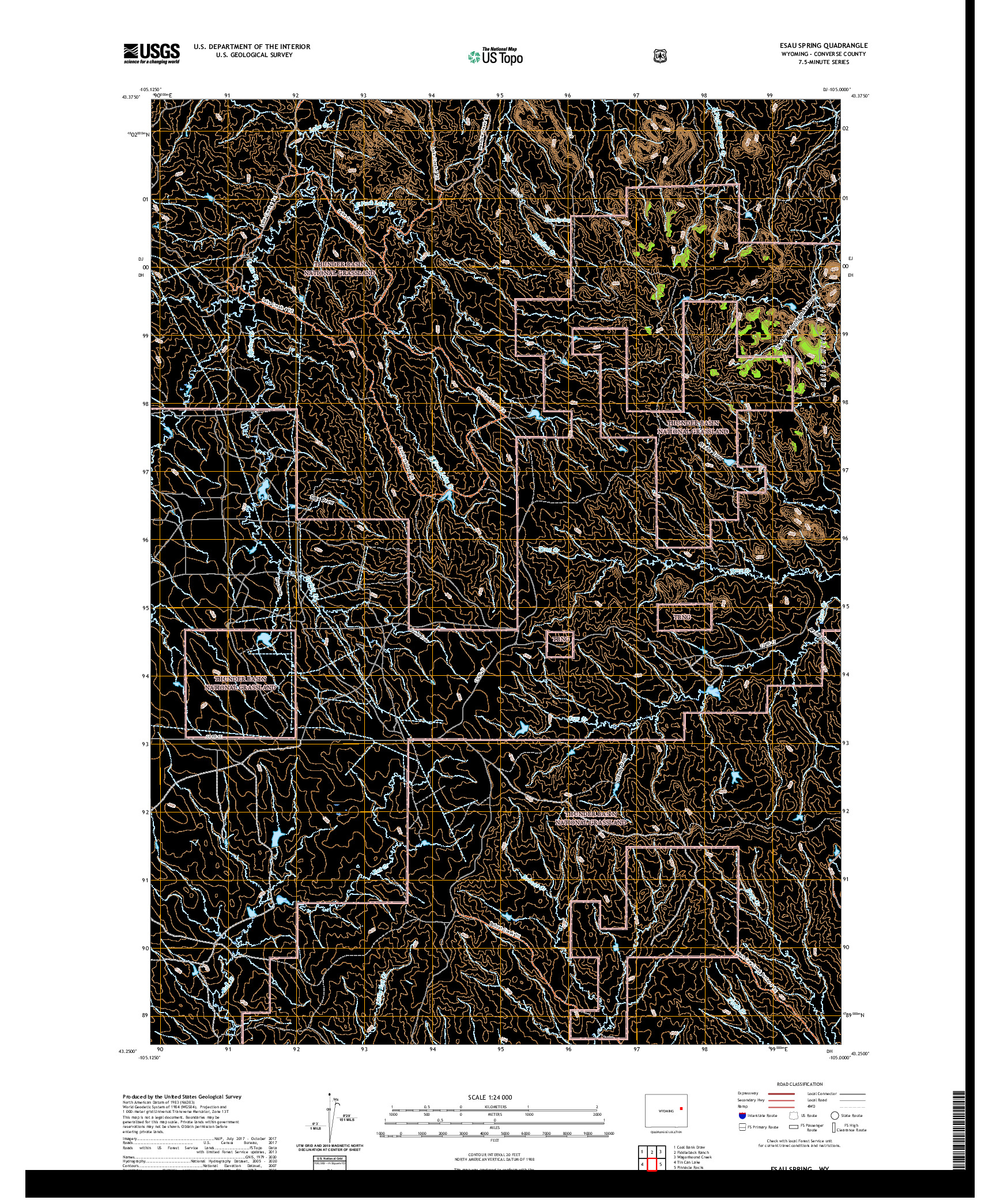 USGS US TOPO 7.5-MINUTE MAP FOR ESAU SPRING, WY 2021