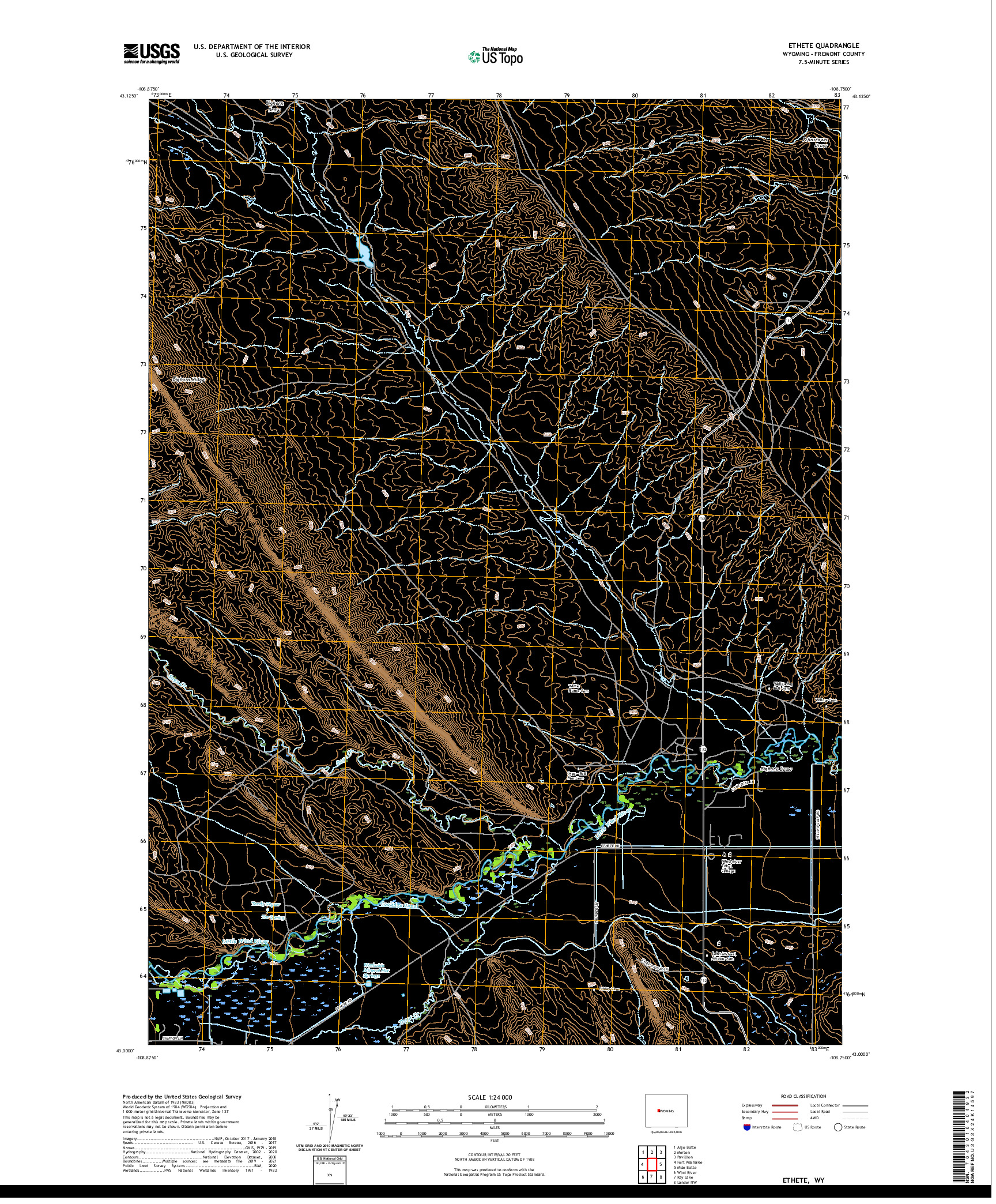 USGS US TOPO 7.5-MINUTE MAP FOR ETHETE, WY 2021