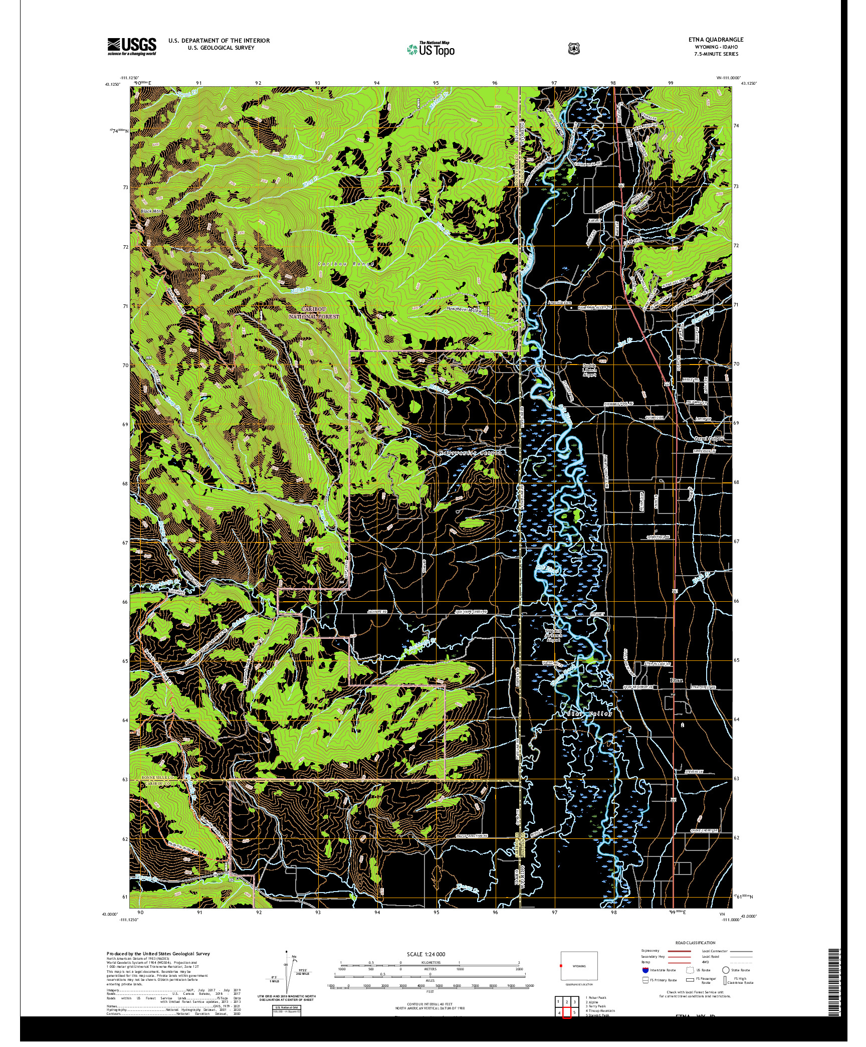 USGS US TOPO 7.5-MINUTE MAP FOR ETNA, WY,ID 2021