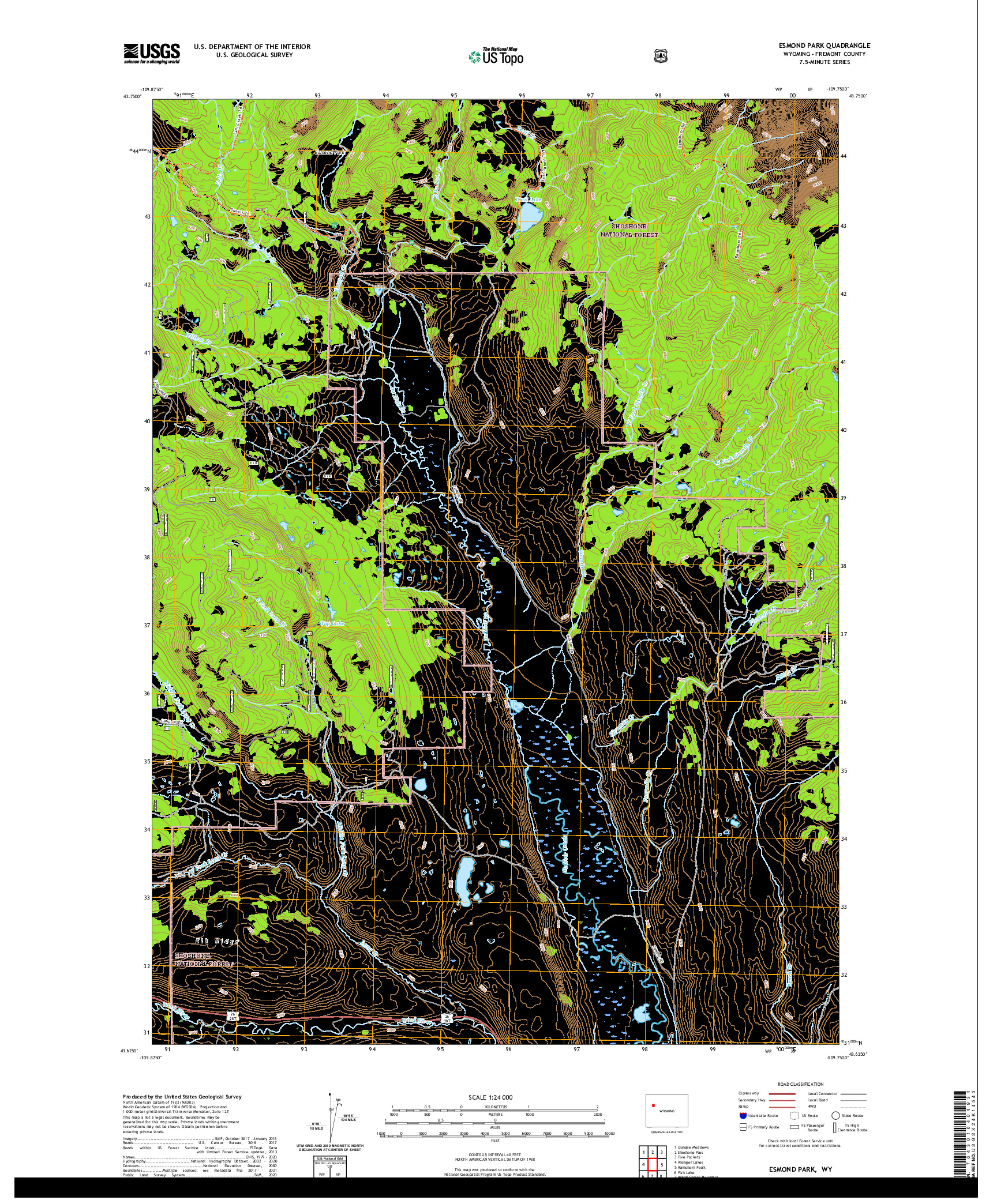 USGS US TOPO 7.5-MINUTE MAP FOR ESMOND PARK, WY 2021