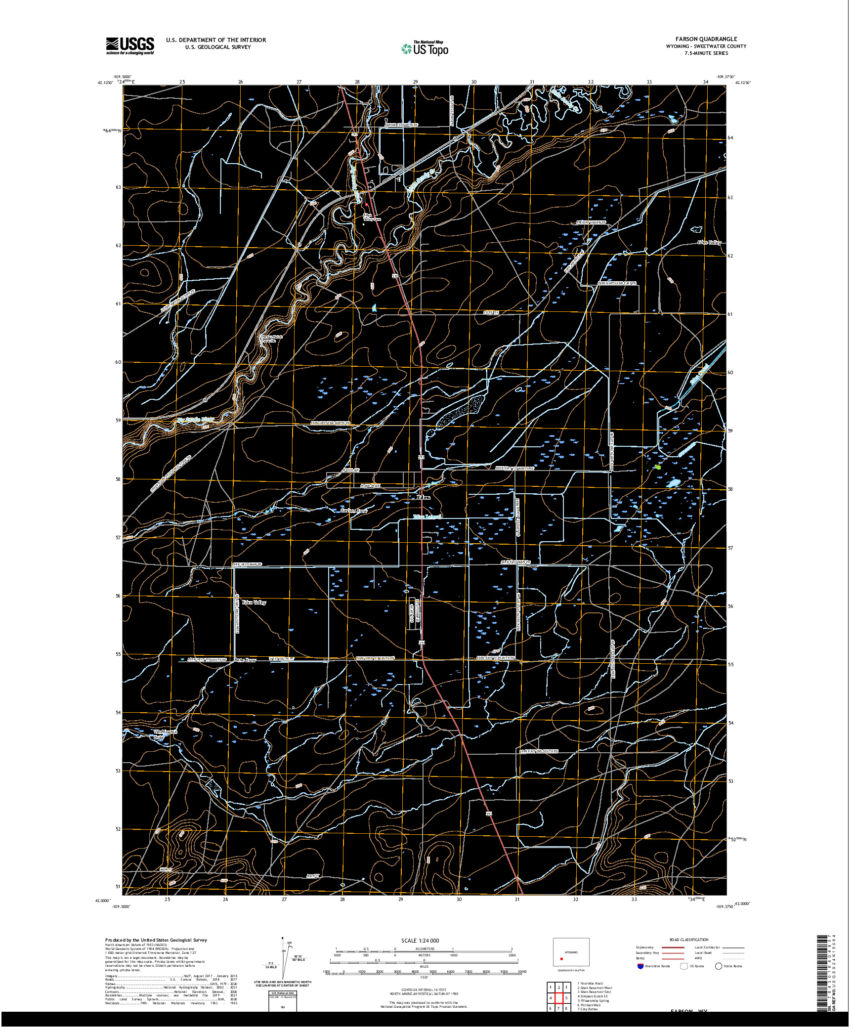 USGS US TOPO 7.5-MINUTE MAP FOR FARSON, WY 2021