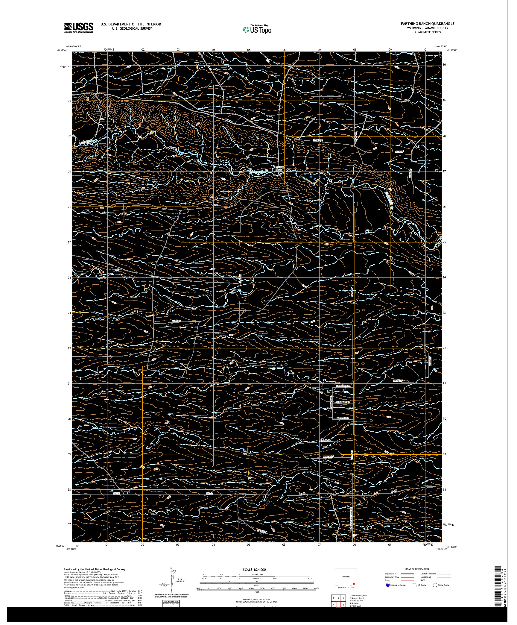 USGS US TOPO 7.5-MINUTE MAP FOR FARTHING RANCH, WY 2021