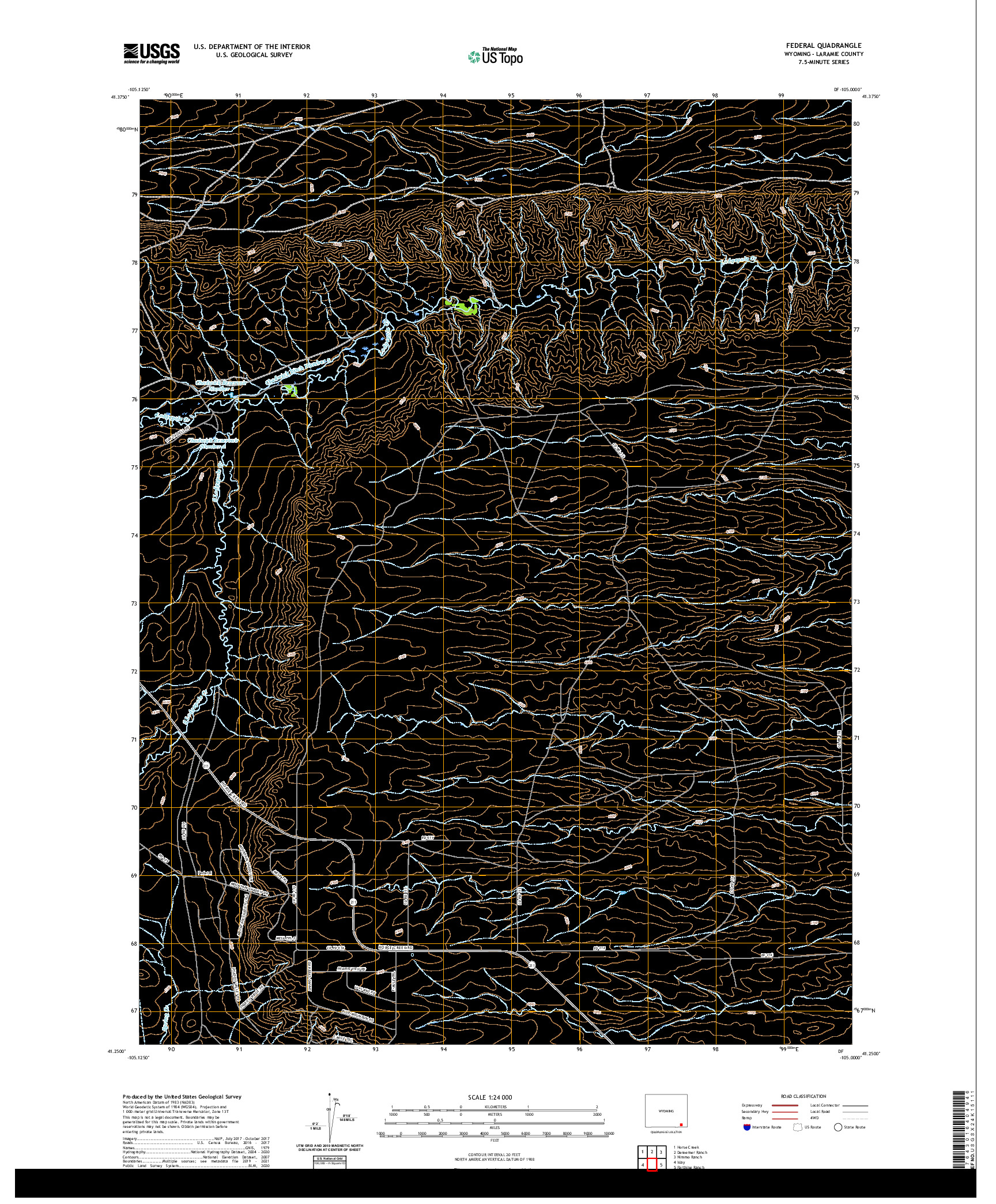 USGS US TOPO 7.5-MINUTE MAP FOR FEDERAL, WY 2021