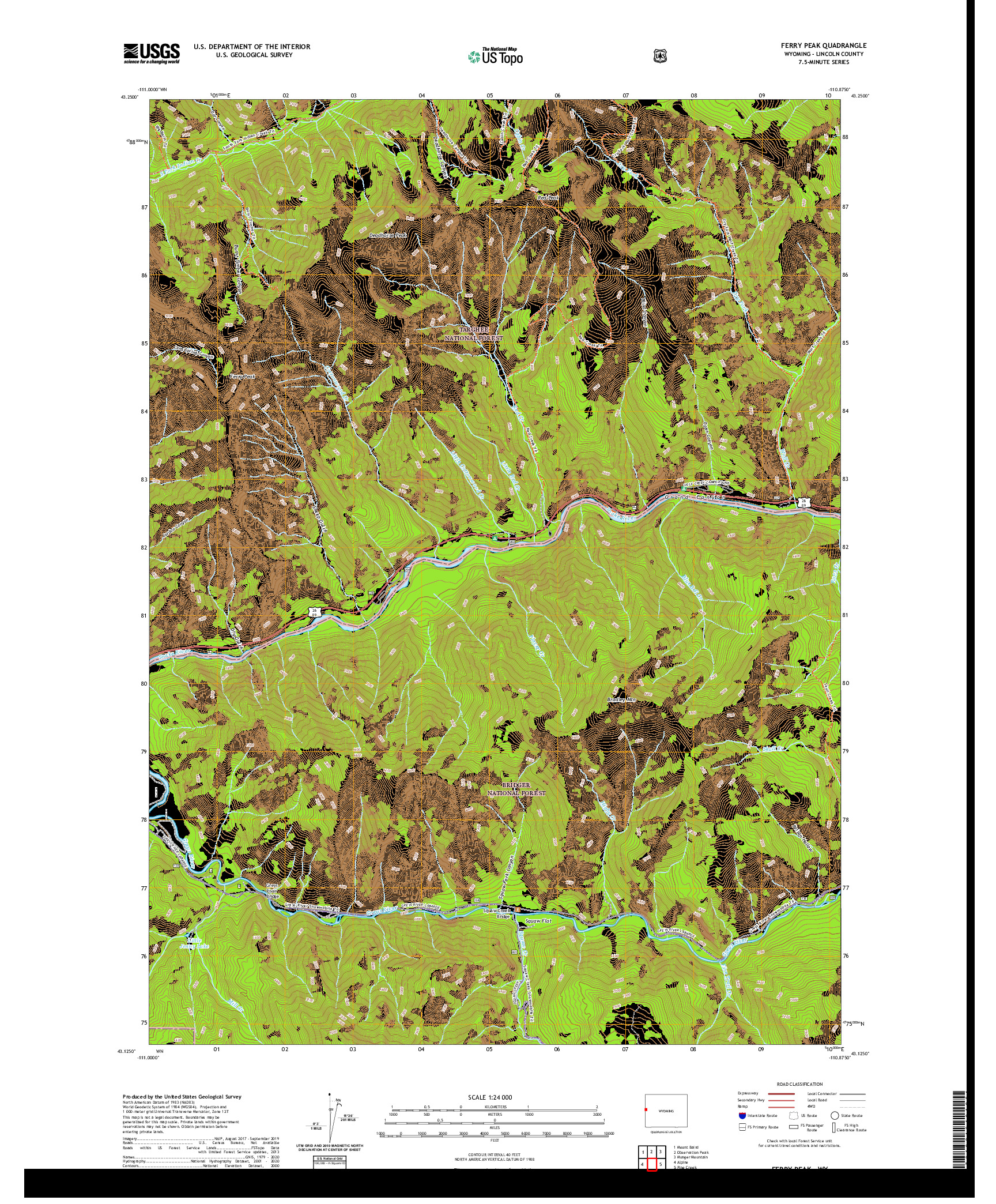 USGS US TOPO 7.5-MINUTE MAP FOR FERRY PEAK, WY 2021