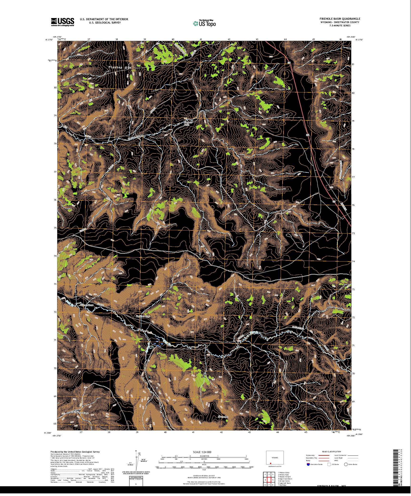 USGS US TOPO 7.5-MINUTE MAP FOR FIREHOLE BASIN, WY 2021