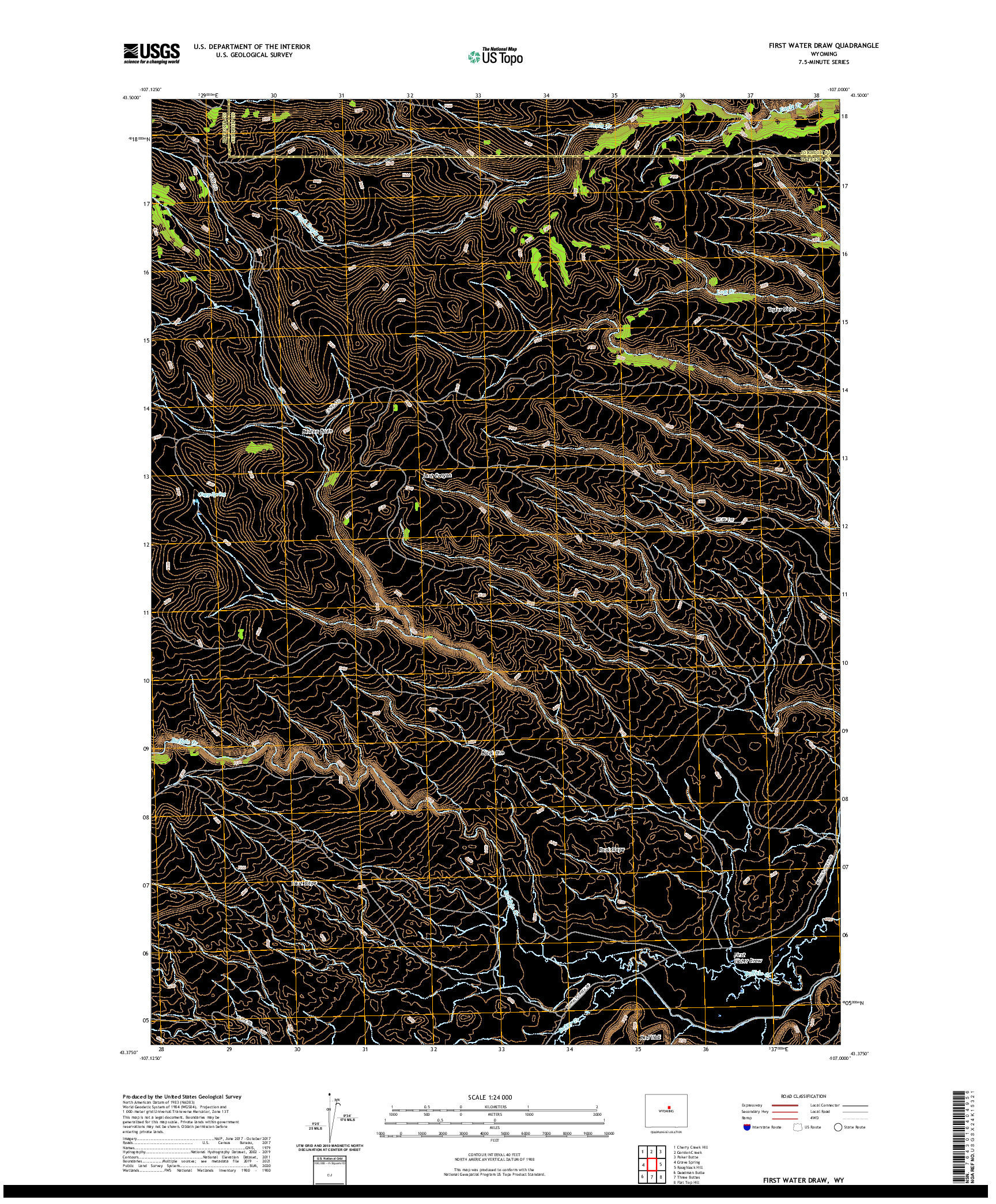 USGS US TOPO 7.5-MINUTE MAP FOR FIRST WATER DRAW, WY 2021