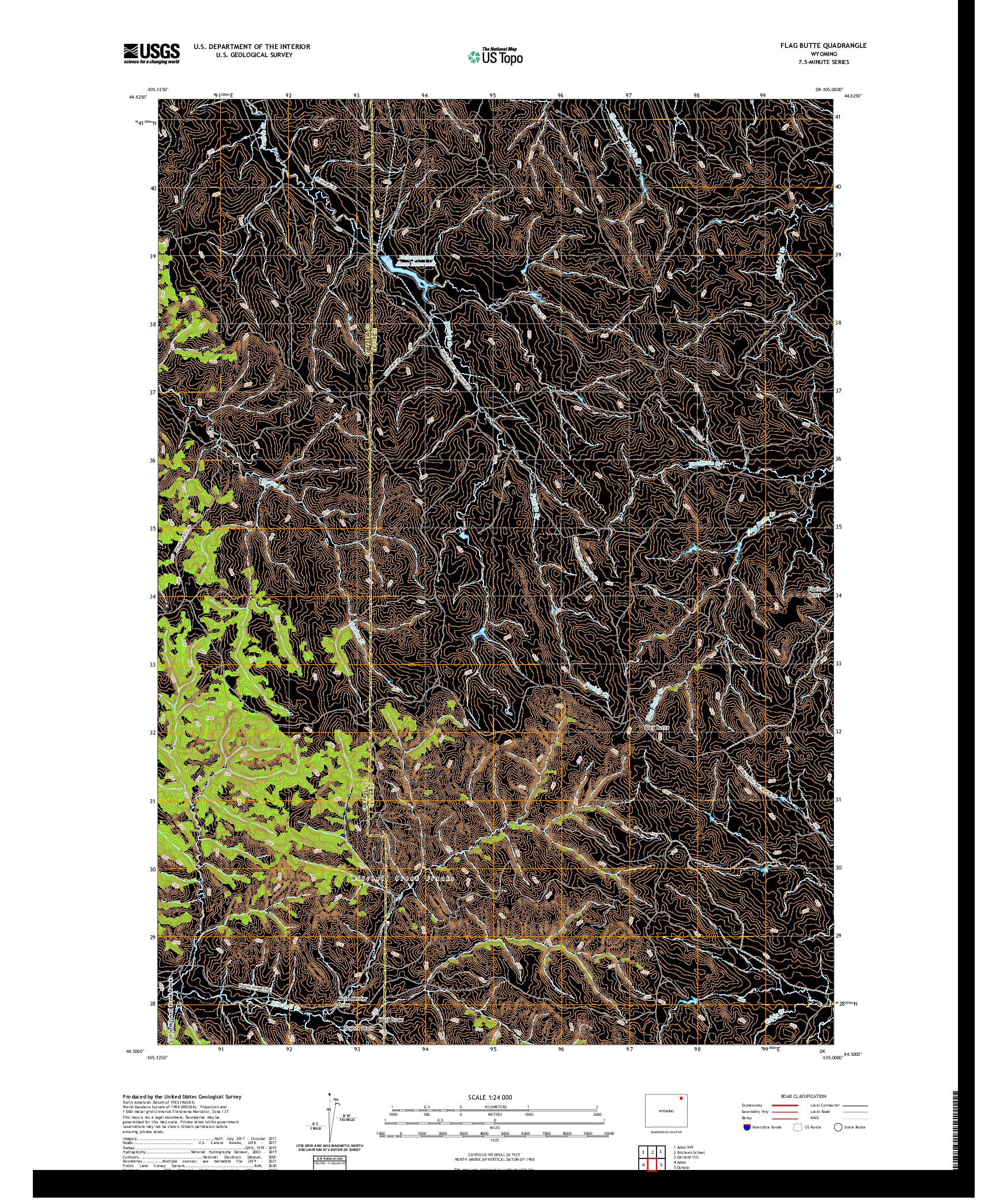 USGS US TOPO 7.5-MINUTE MAP FOR FLAG BUTTE, WY 2021